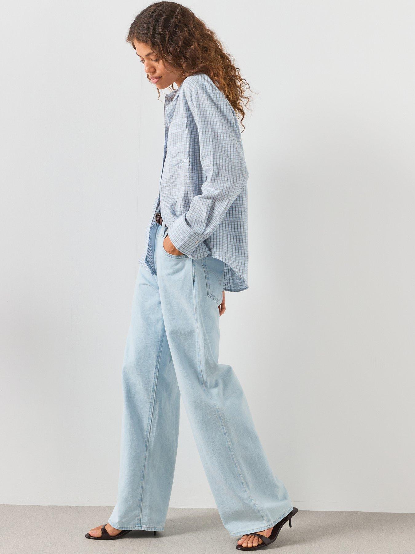 Image 4 of 6 of Mango Check Cotton Shirt - Blue