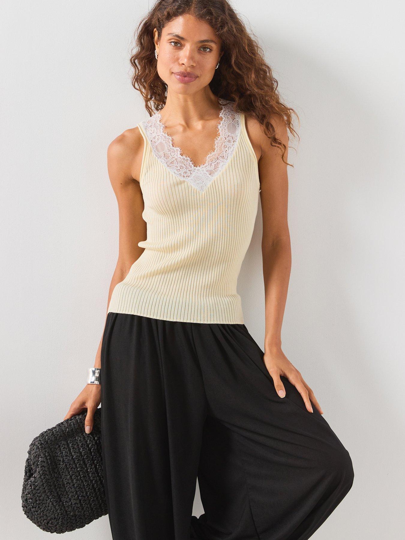 Mango Lace Lyocell Top - Yellow