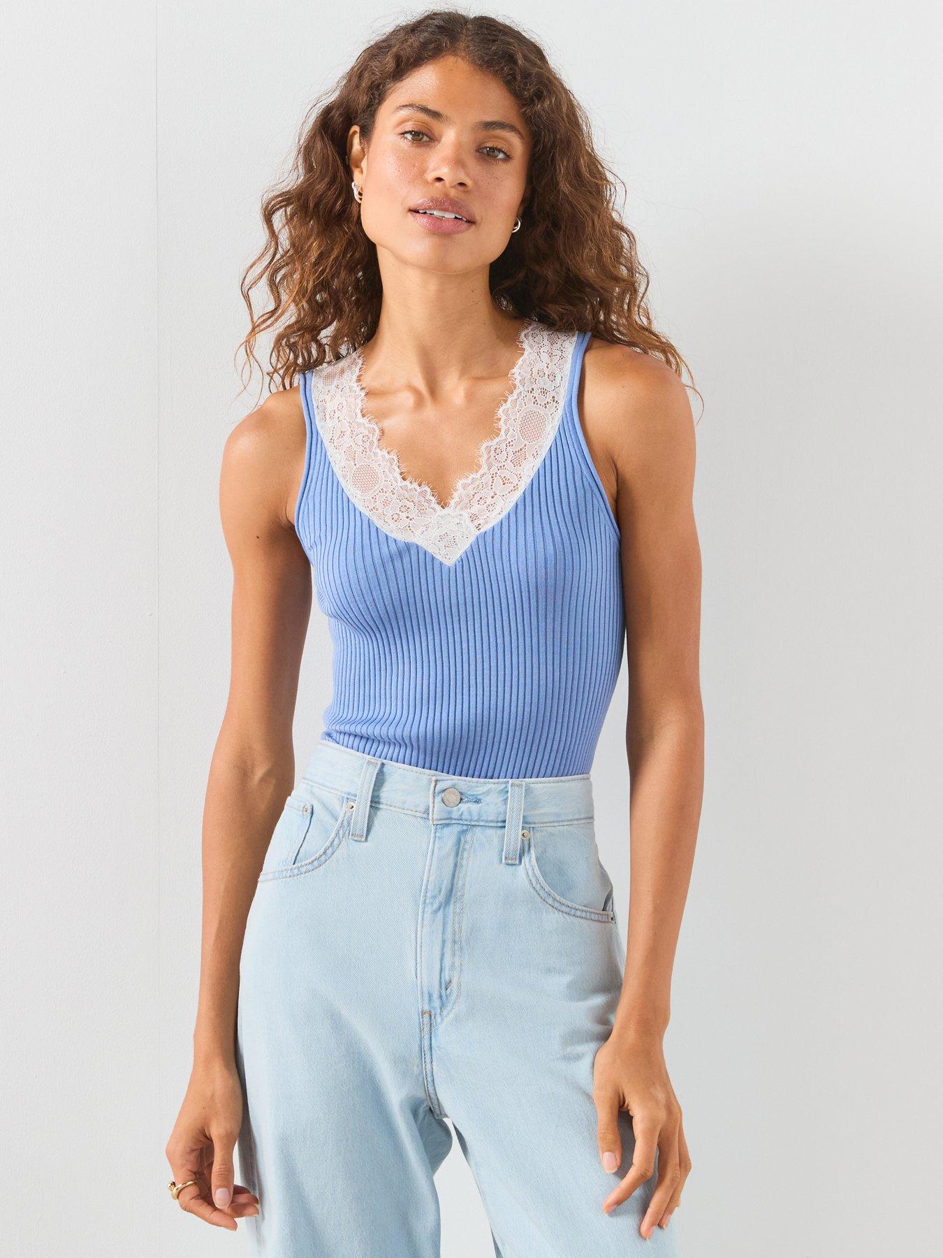 Mango Lace Lyocell Top - Blue