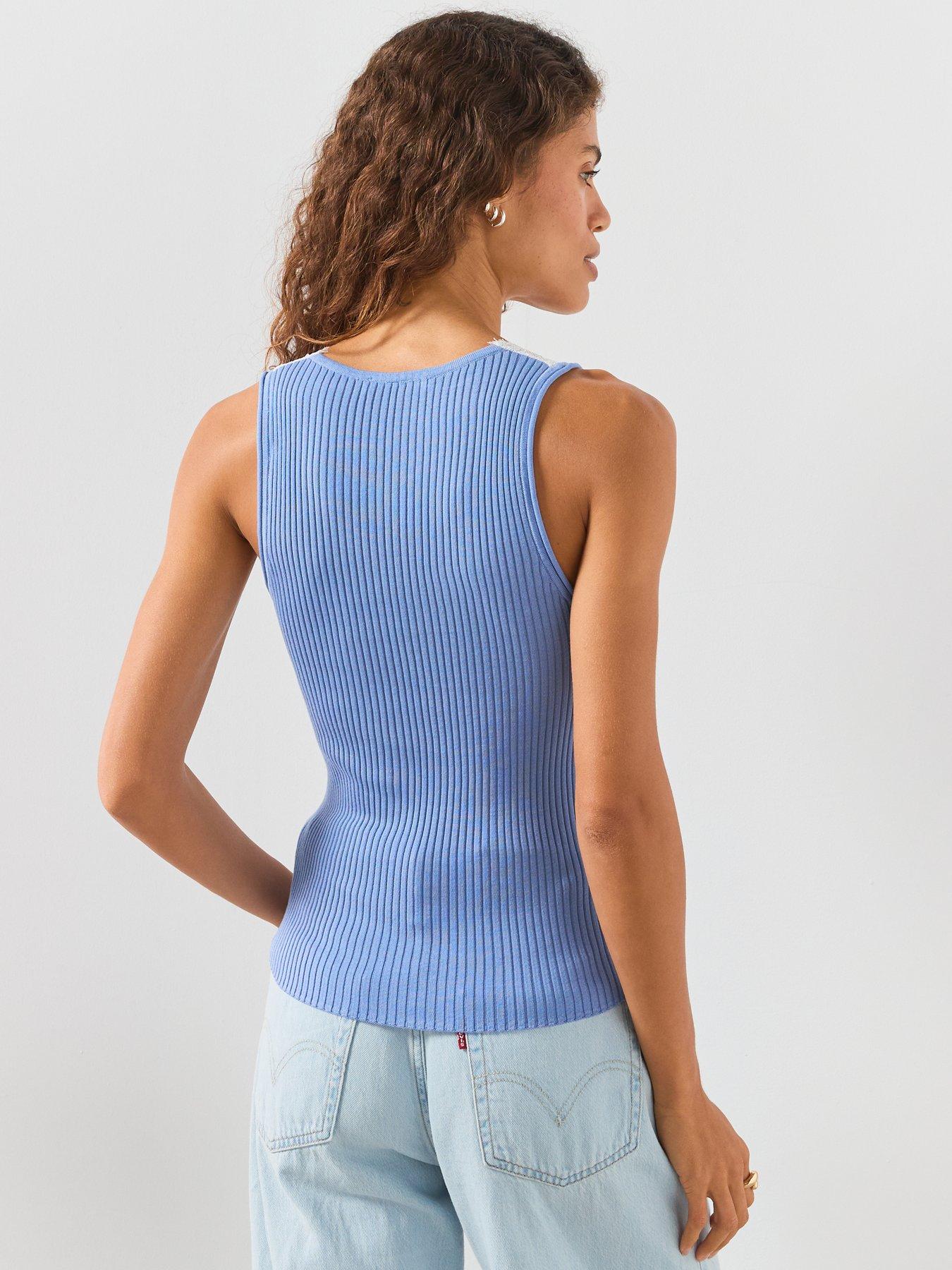 Image 2 of 5 of Mango Lace Lyocell Top - Blue