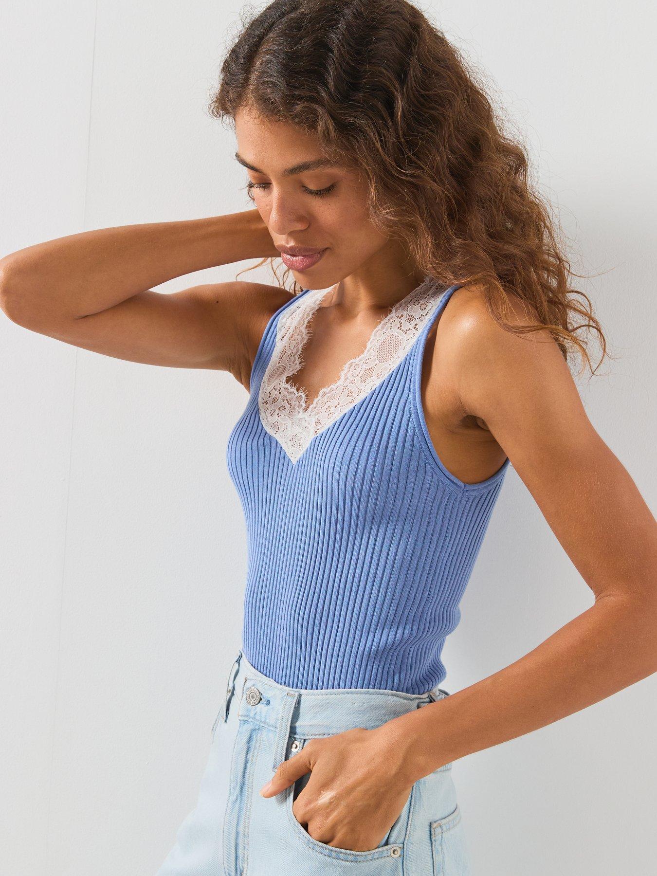Image 4 of 5 of Mango Lace Lyocell Top - Blue
