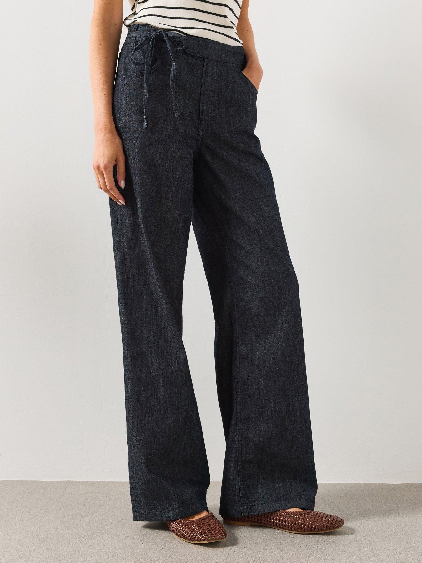 Mango Low-Rise Tie Co-Ord Jeans - Blue