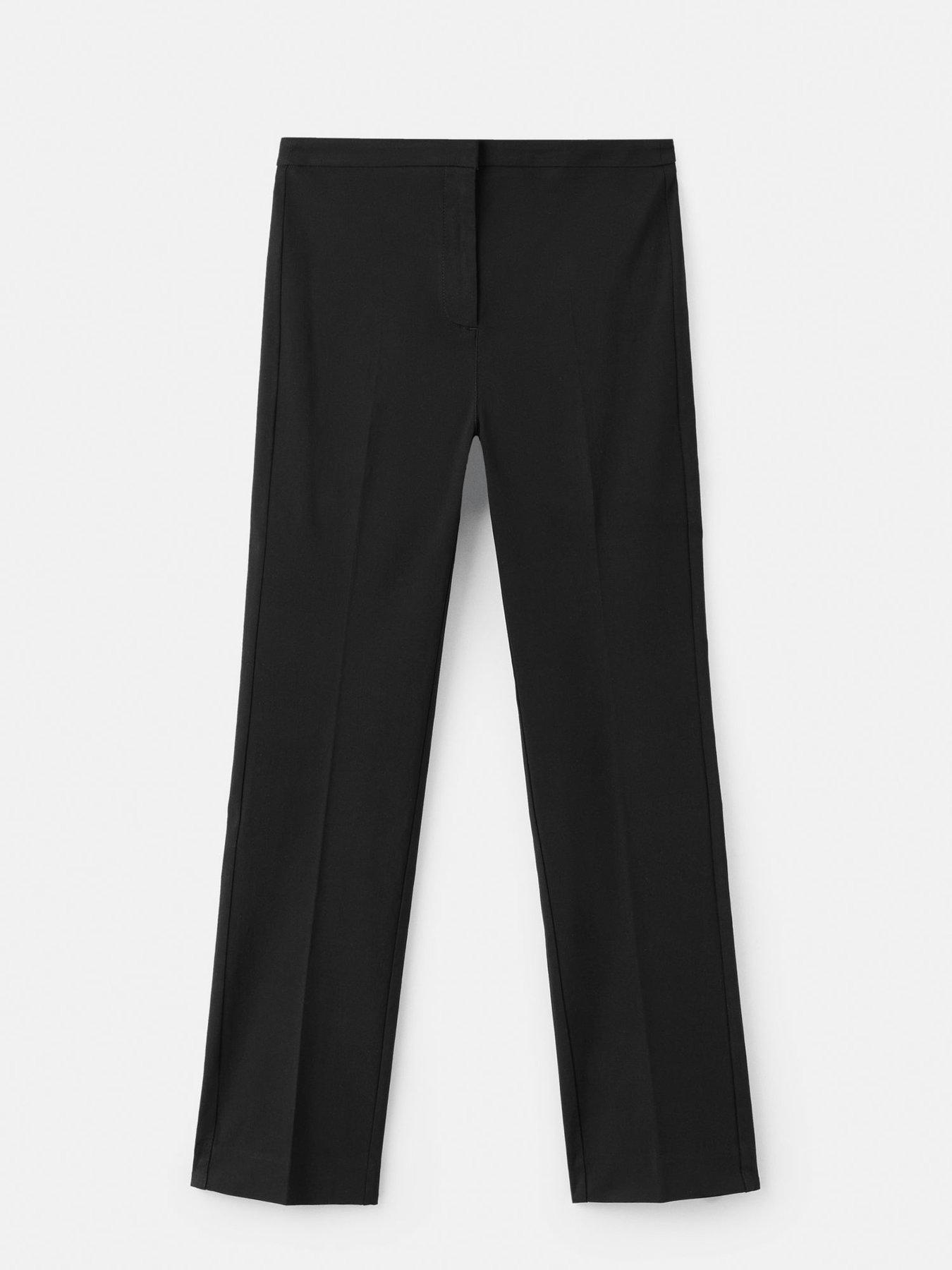Image 3 of 5 of Mango Womens Straight-Cut Cropped Trousers - Black