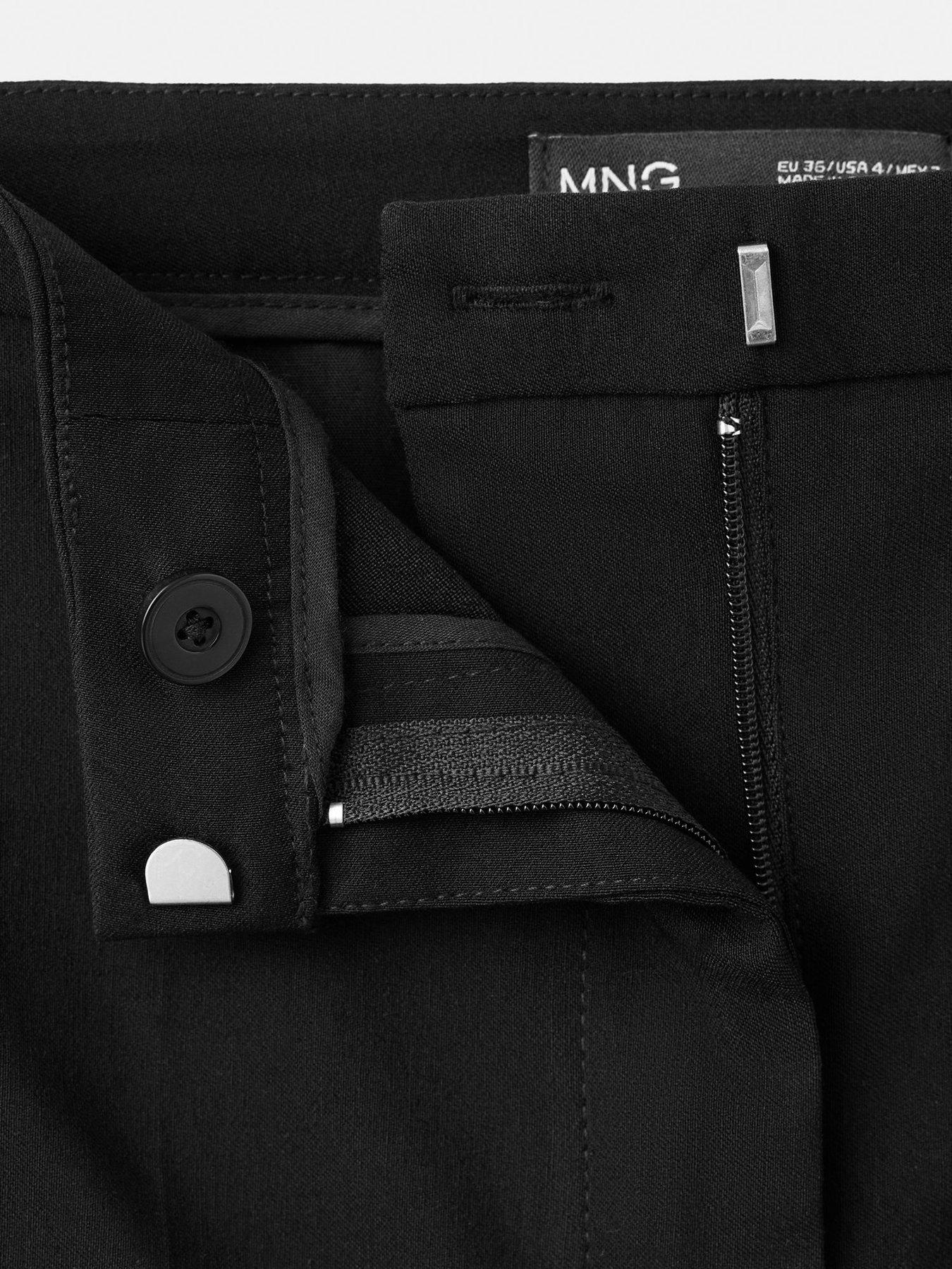 Image 5 of 5 of Mango Womens Straight-Cut Cropped Trousers - Black