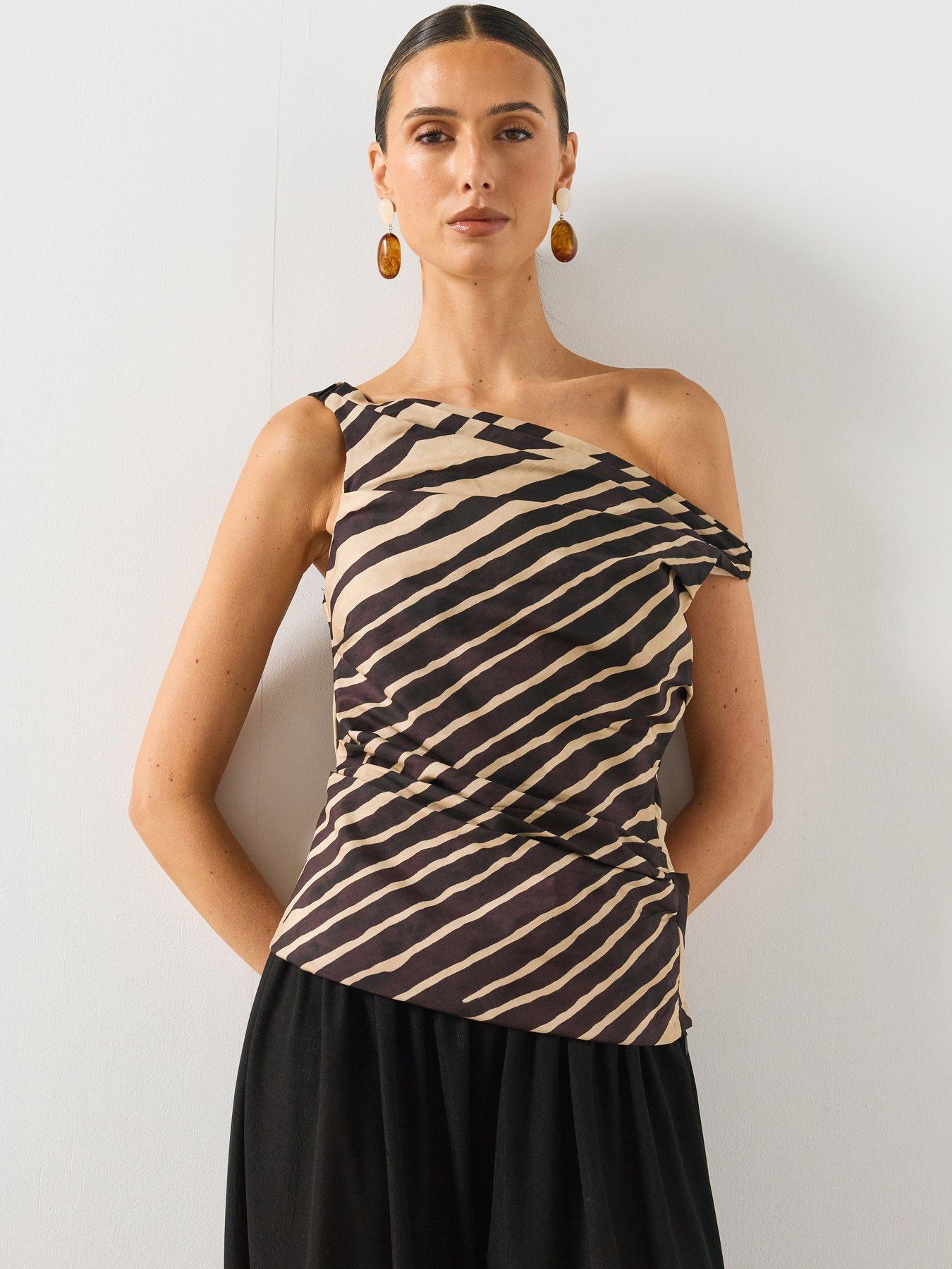 Mango Asymmetrical Draped Top - Black