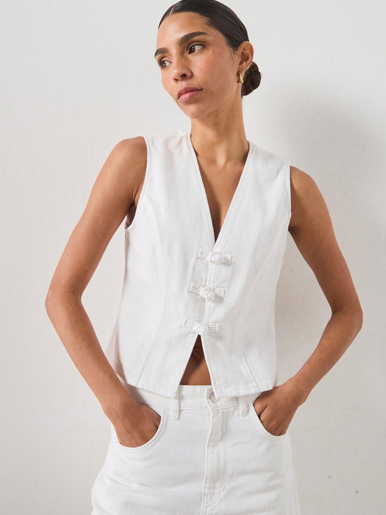 Image 1 of 6 of Mango Toggle Denim Co-Ords Top - White