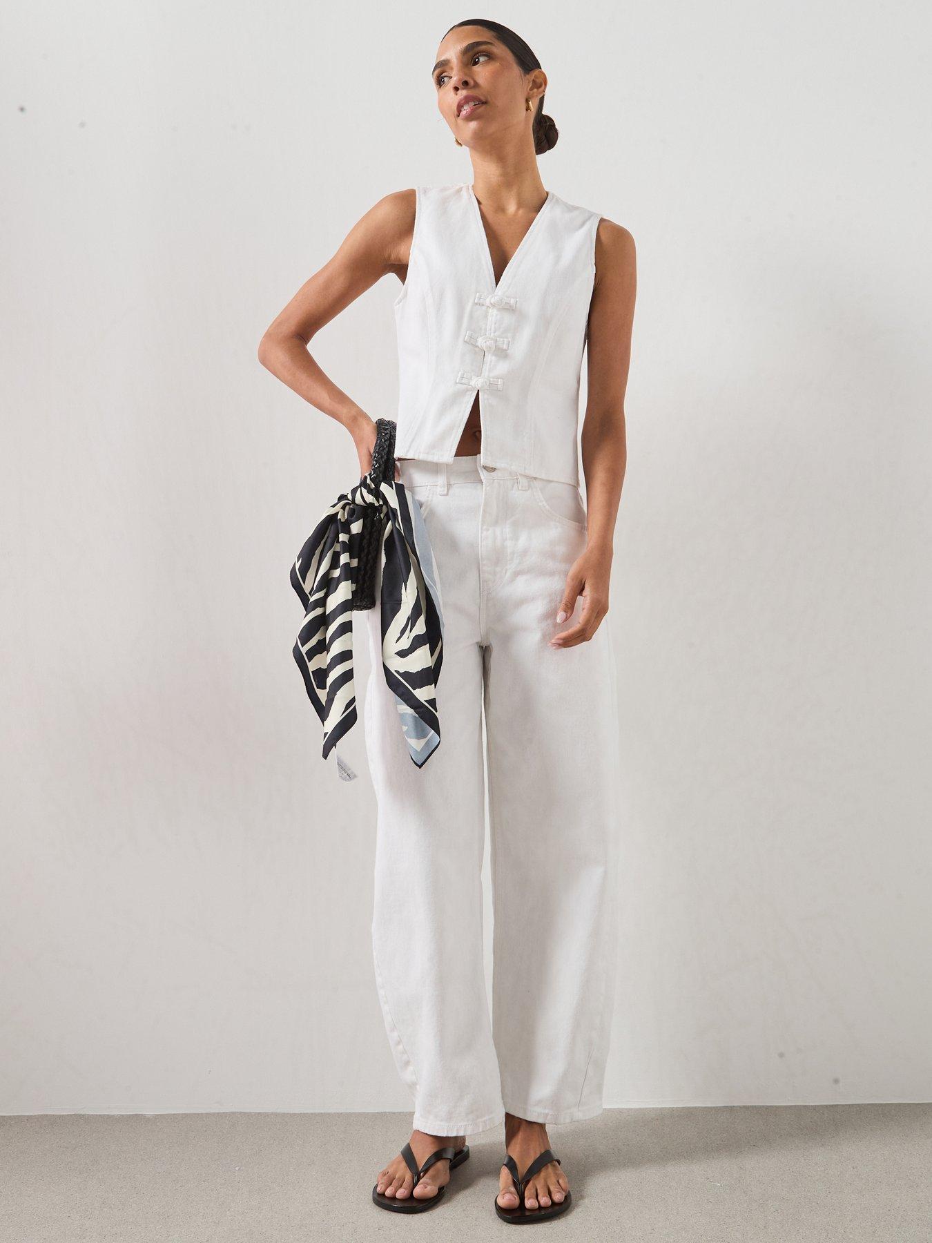Image 3 of 6 of Mango Toggle Denim Co-Ords Top - White