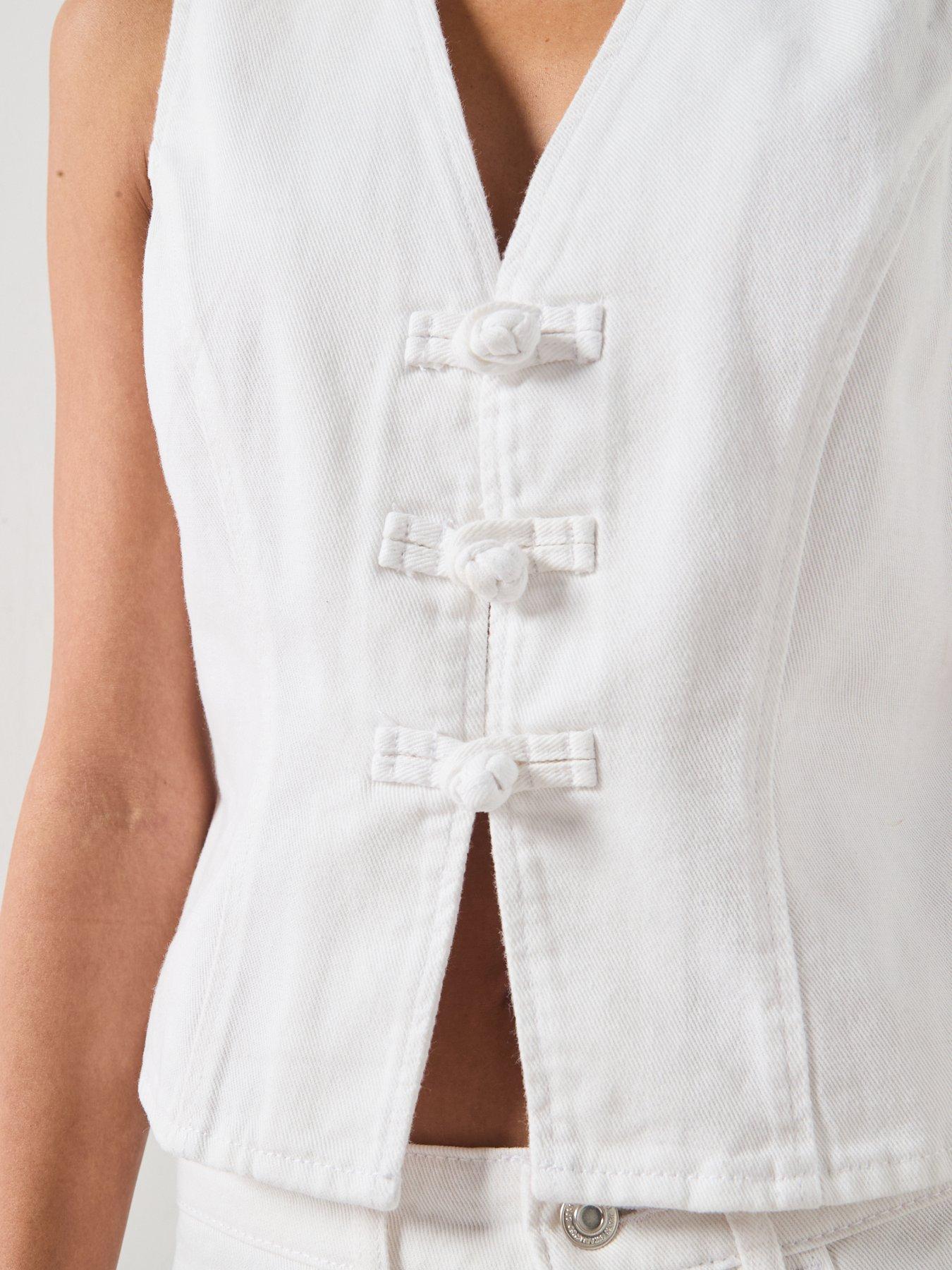 Image 4 of 6 of Mango Toggle Denim Co-Ords Top - White