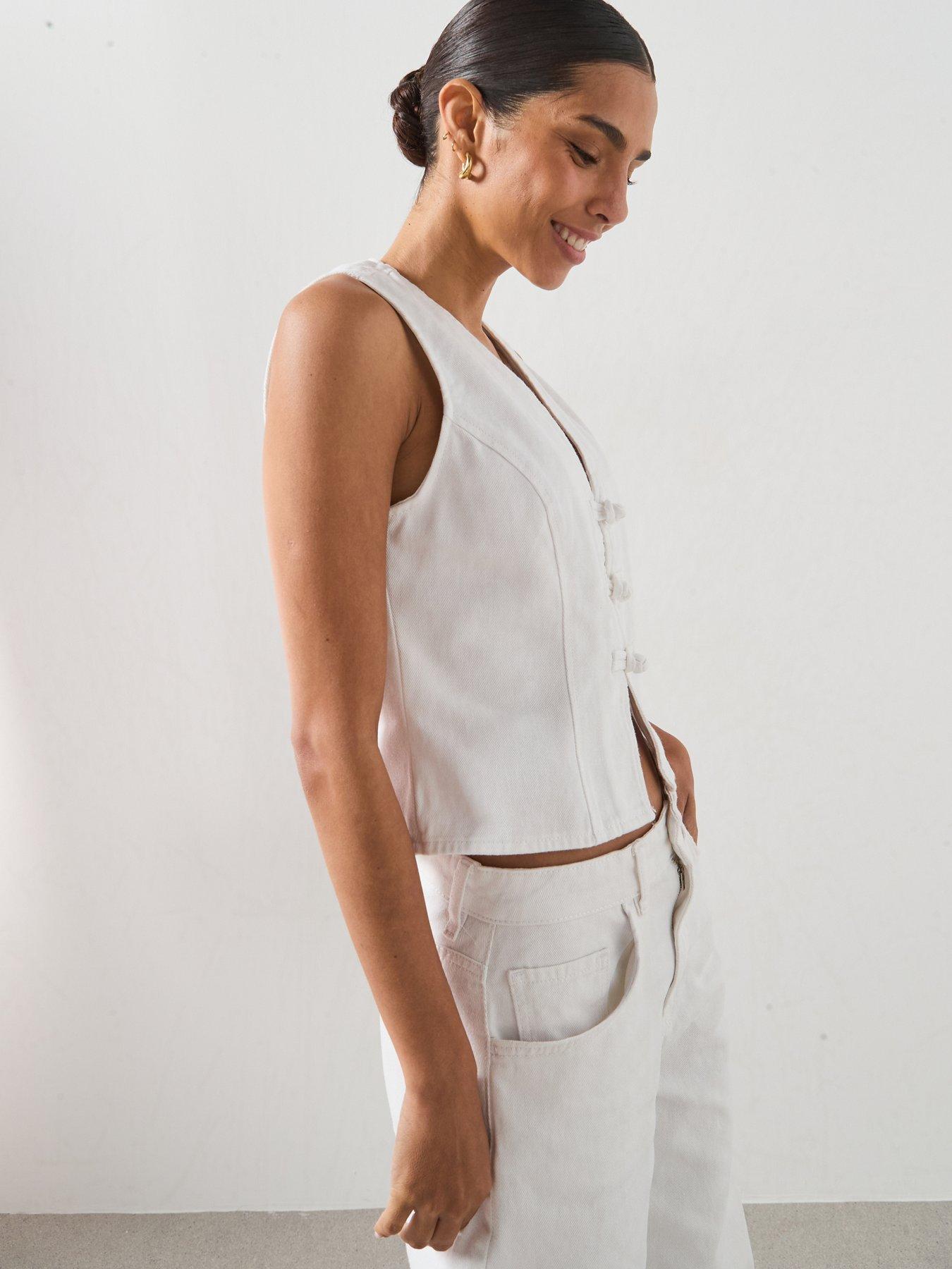 Image 5 of 6 of Mango Toggle Denim Co-Ords Top - White