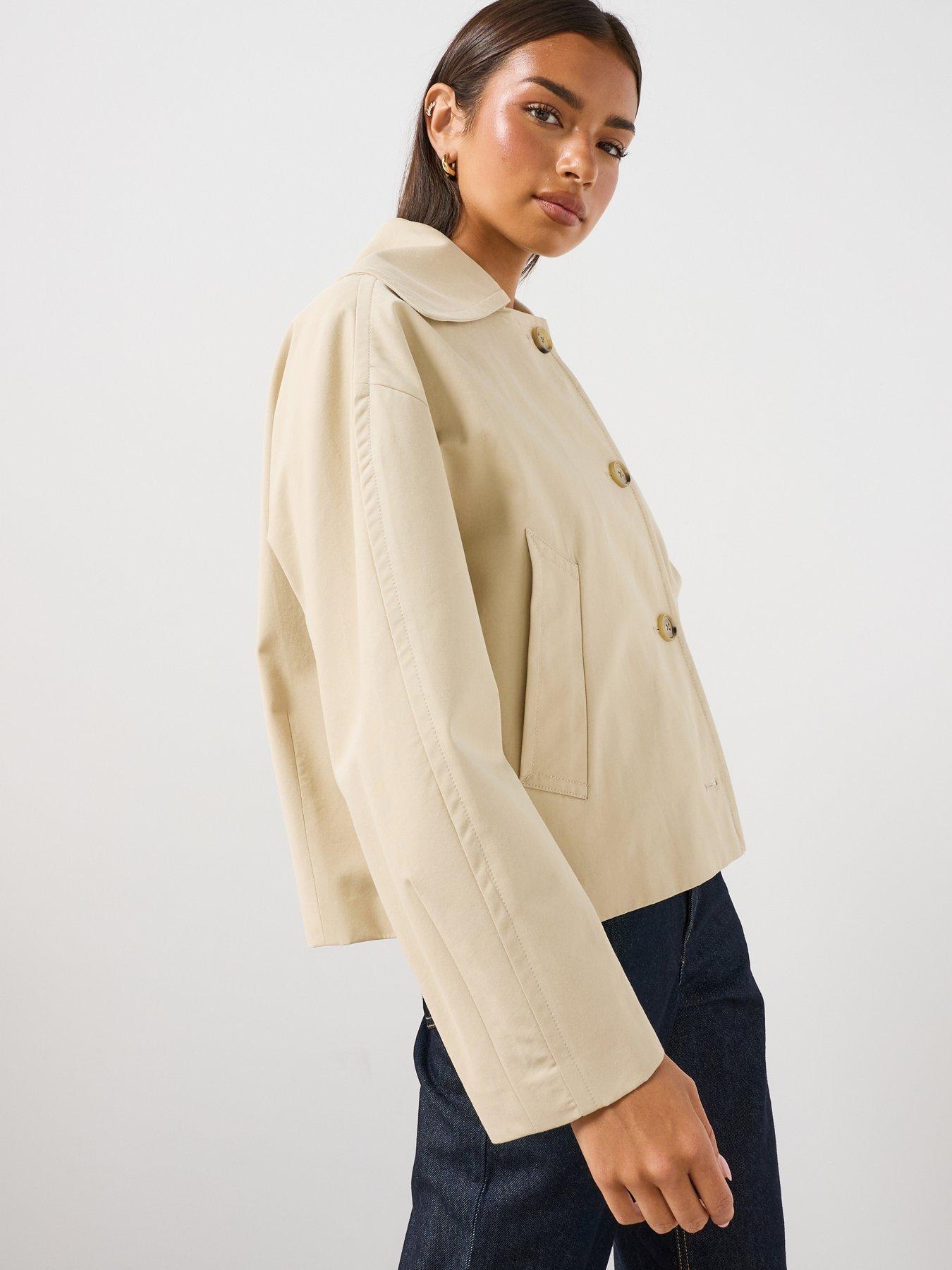 Mango Women's Cropped Trench Jacket - Cream