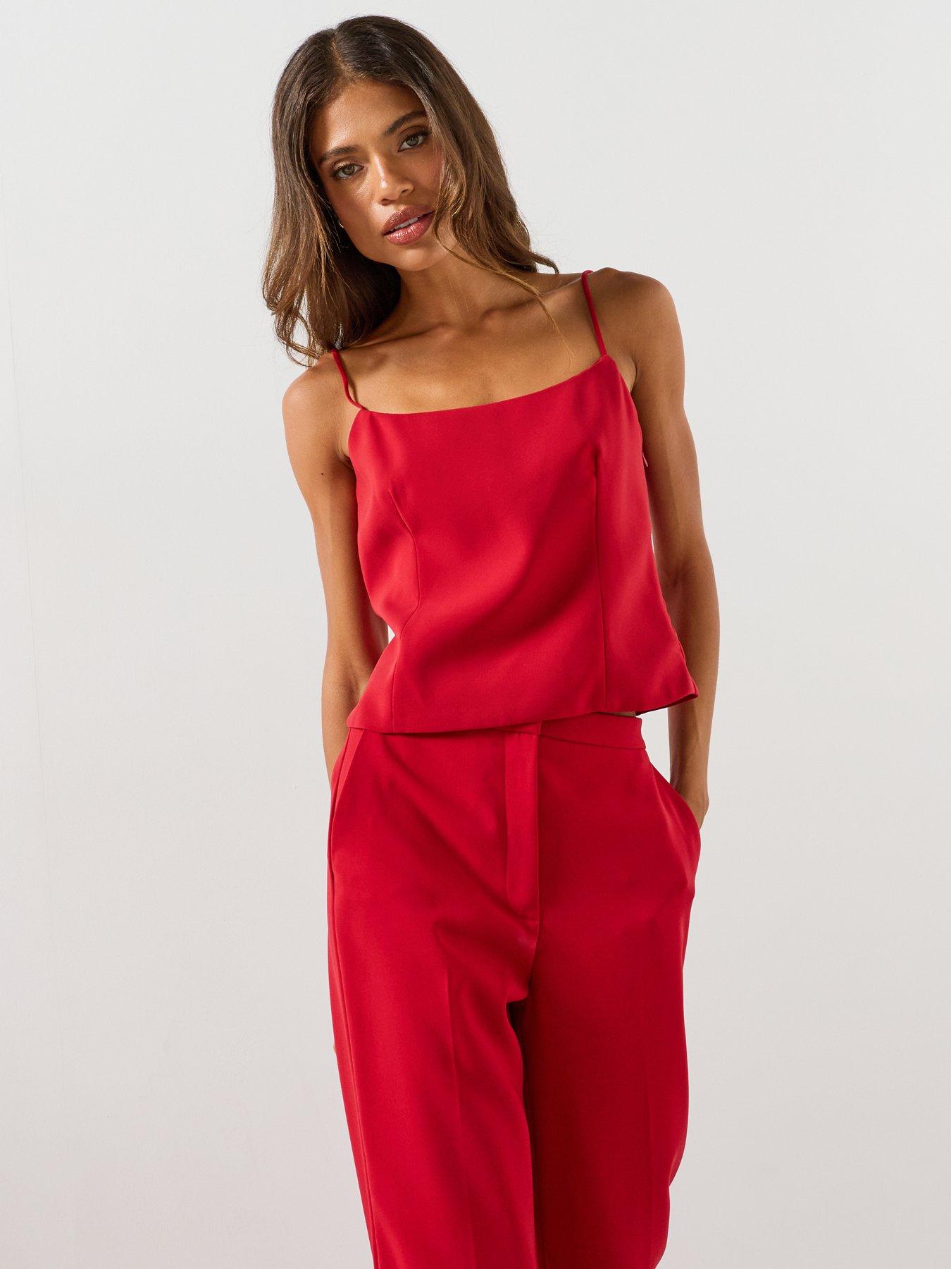 Mango Plain Strapless Co-Ord Top - Red
