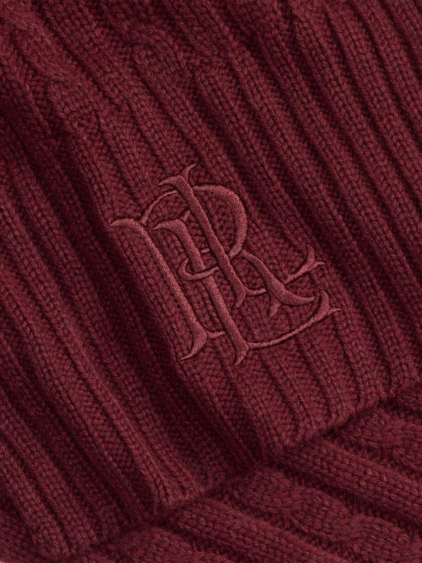Image 3 of 4 of Lauren by Ralph Lauren Womens Cable Knit Wool Blend Scarf - Red
