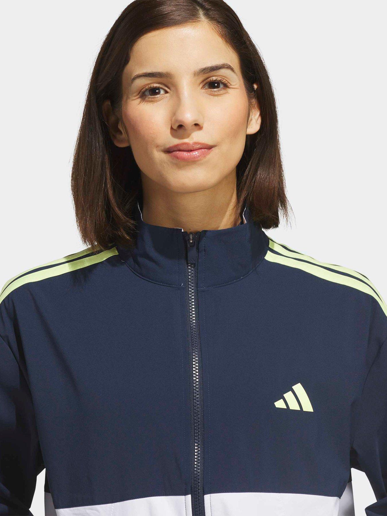 Image 4 of 5 of adidas Womens Golf Full Zip Jacket - Navy/yellow