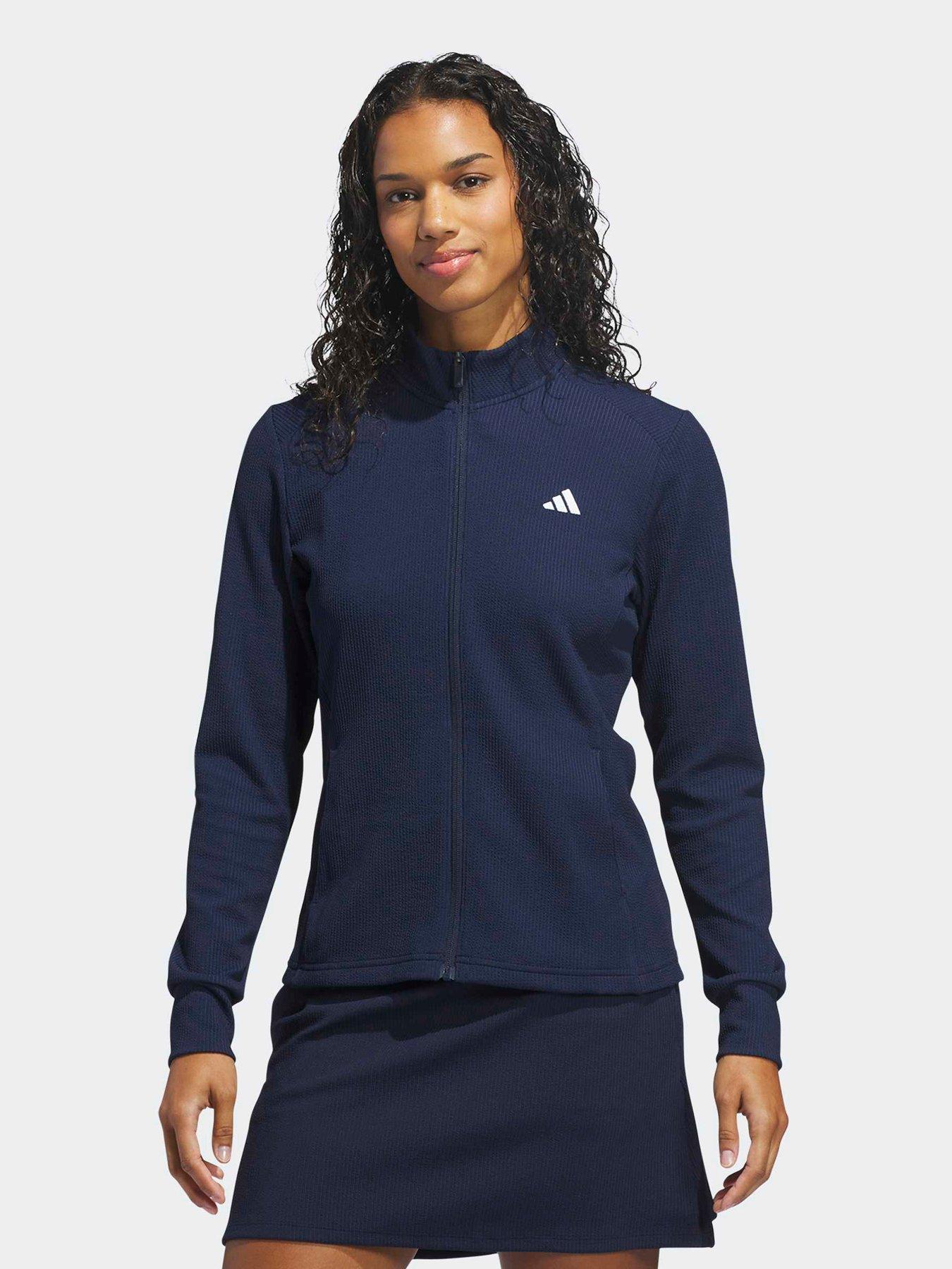 Image 1 of 6 of adidas Womens Full Zip High Collar Regular Fit Golf Jacket - Navy