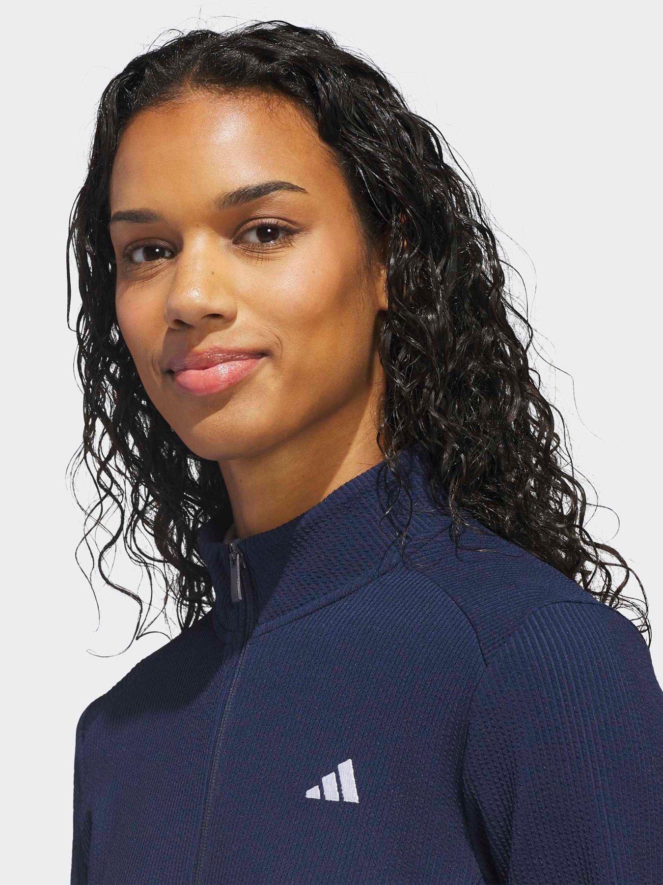 Image 4 of 6 of adidas Womens Full Zip High Collar Regular Fit Golf Jacket - Navy