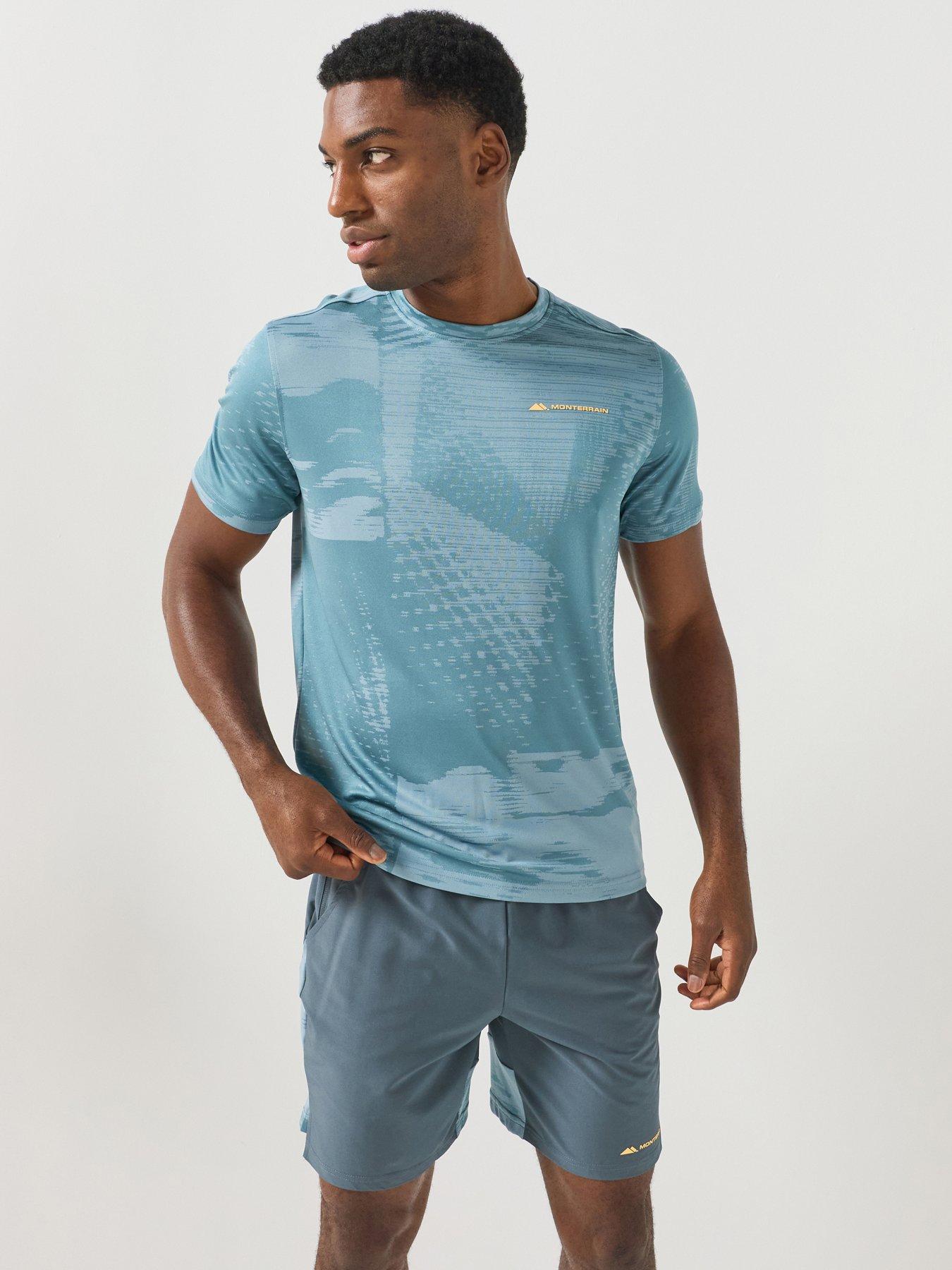 Monterrain Mens Divide Jacquard T-Shirt - Dusty Blue