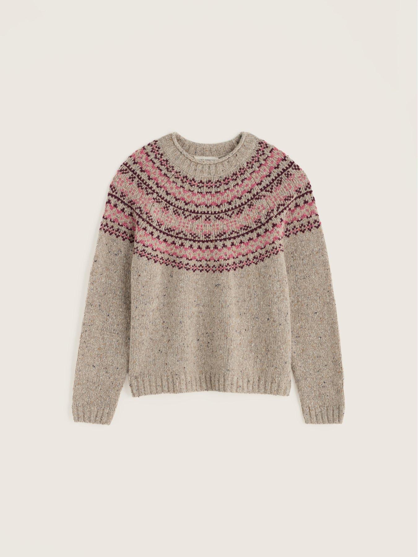 Image 4 of 5 of Seasalt Cornwall Port Kinnis Fair Isle Jumper With Merino - Beige