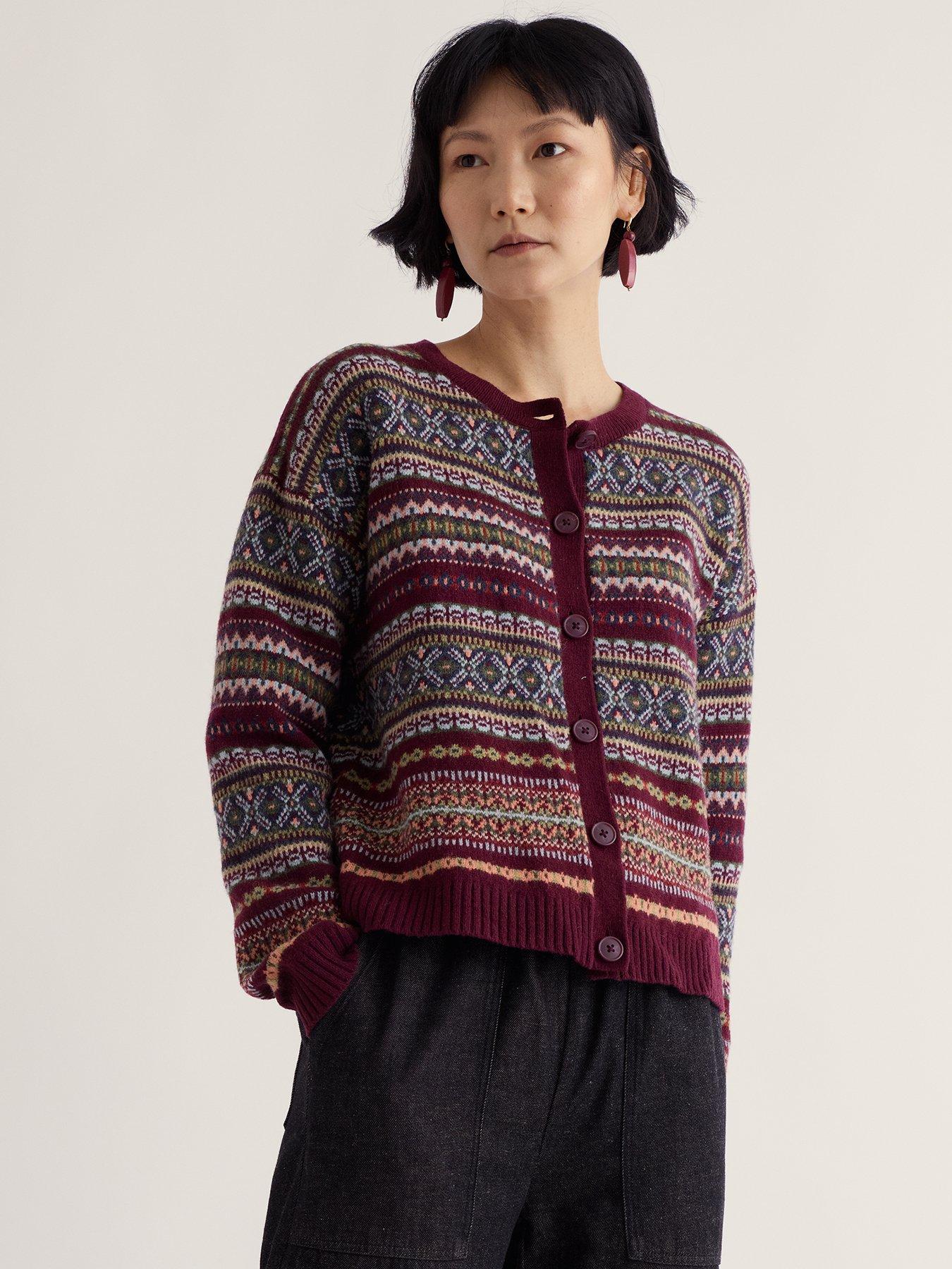 Image 1 of 5 of Seasalt Cornwall Copperhouse Fair Isle Cardigan - Purple