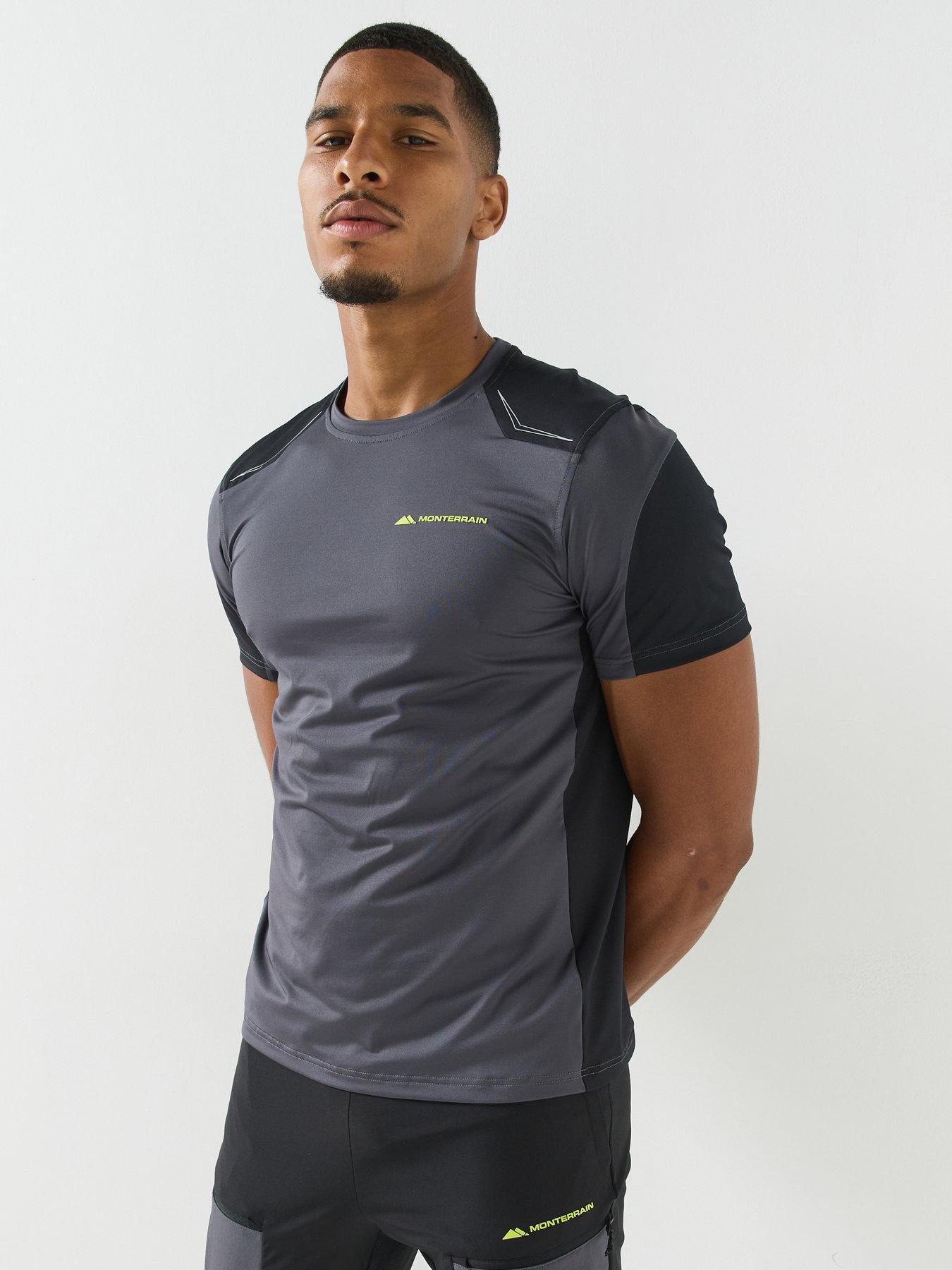 Image 1 of 5 of Monterrain Mens Orbit Stretch Panel T-Shirt - Black/Grey