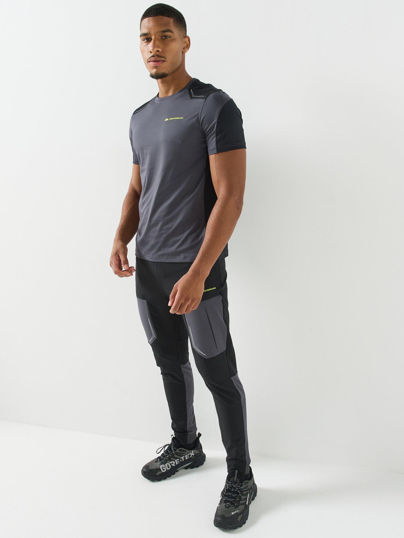 Image 3 of 5 of Monterrain Mens Orbit Stretch Panel T-Shirt - Black/Grey