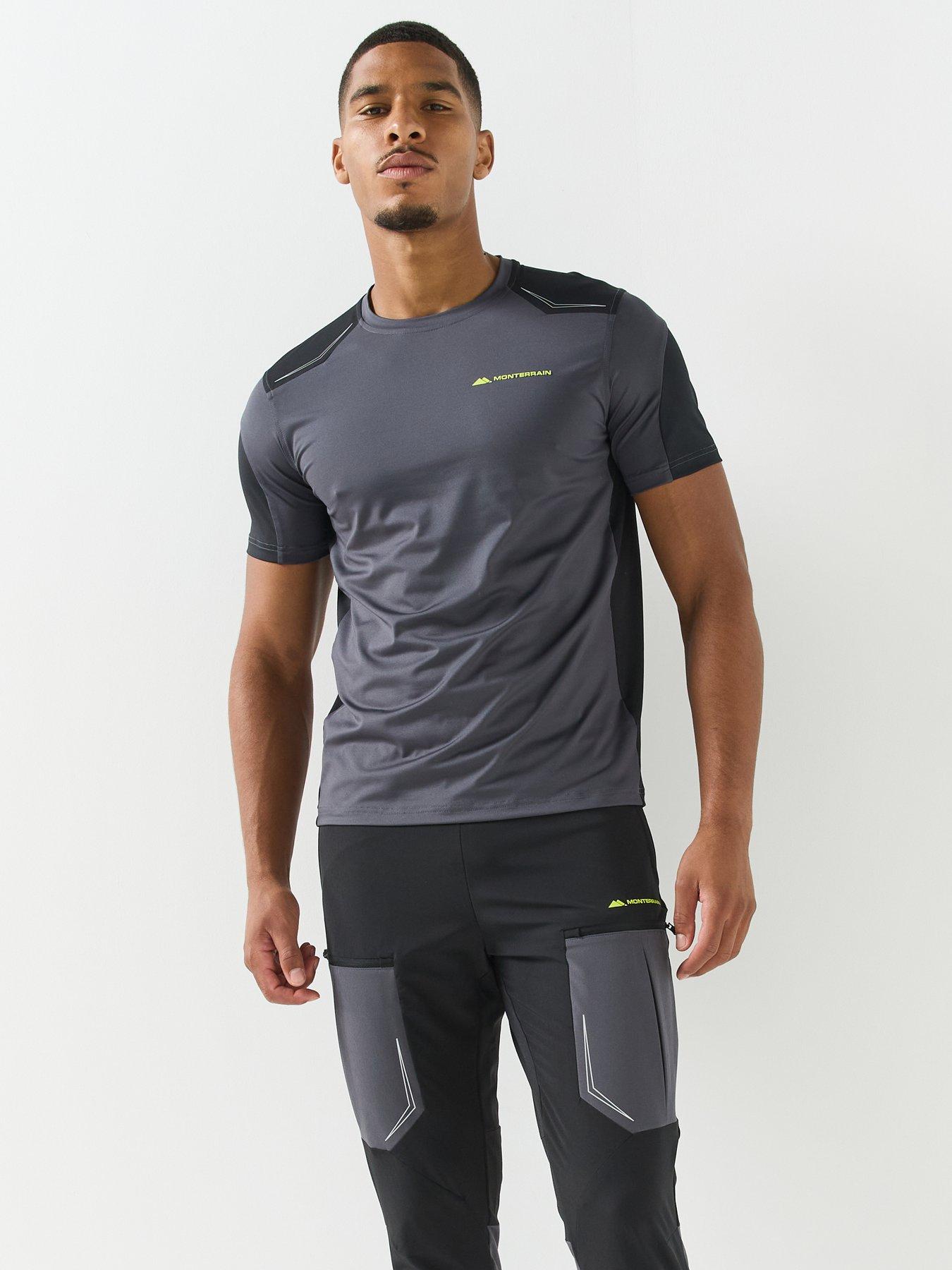 Image 4 of 5 of Monterrain Mens Orbit Stretch Panel T-Shirt - Black/Grey