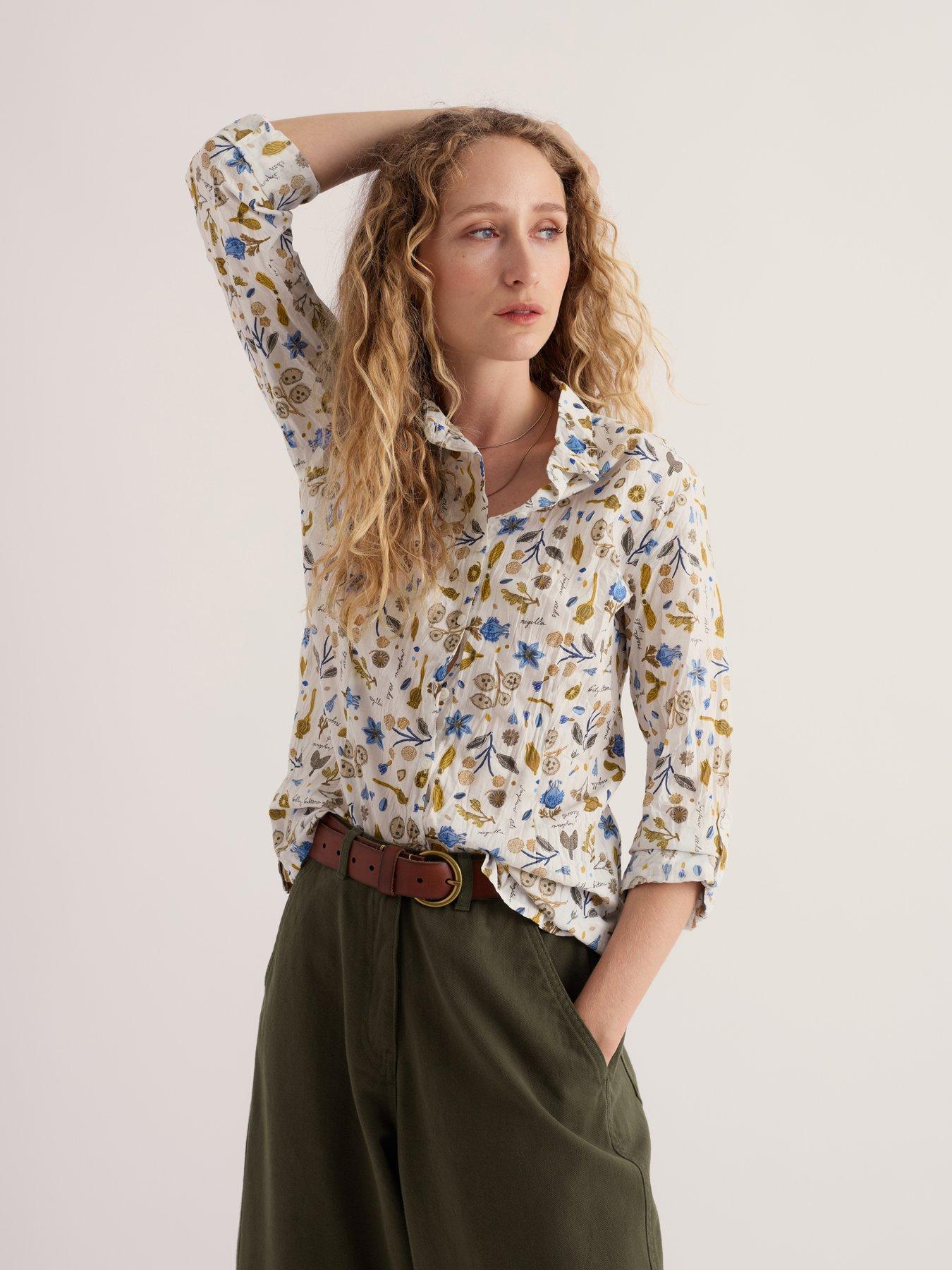 Image 1 of 6 of Seasalt Cornwall Larissa Floral Print Shirt - Cream