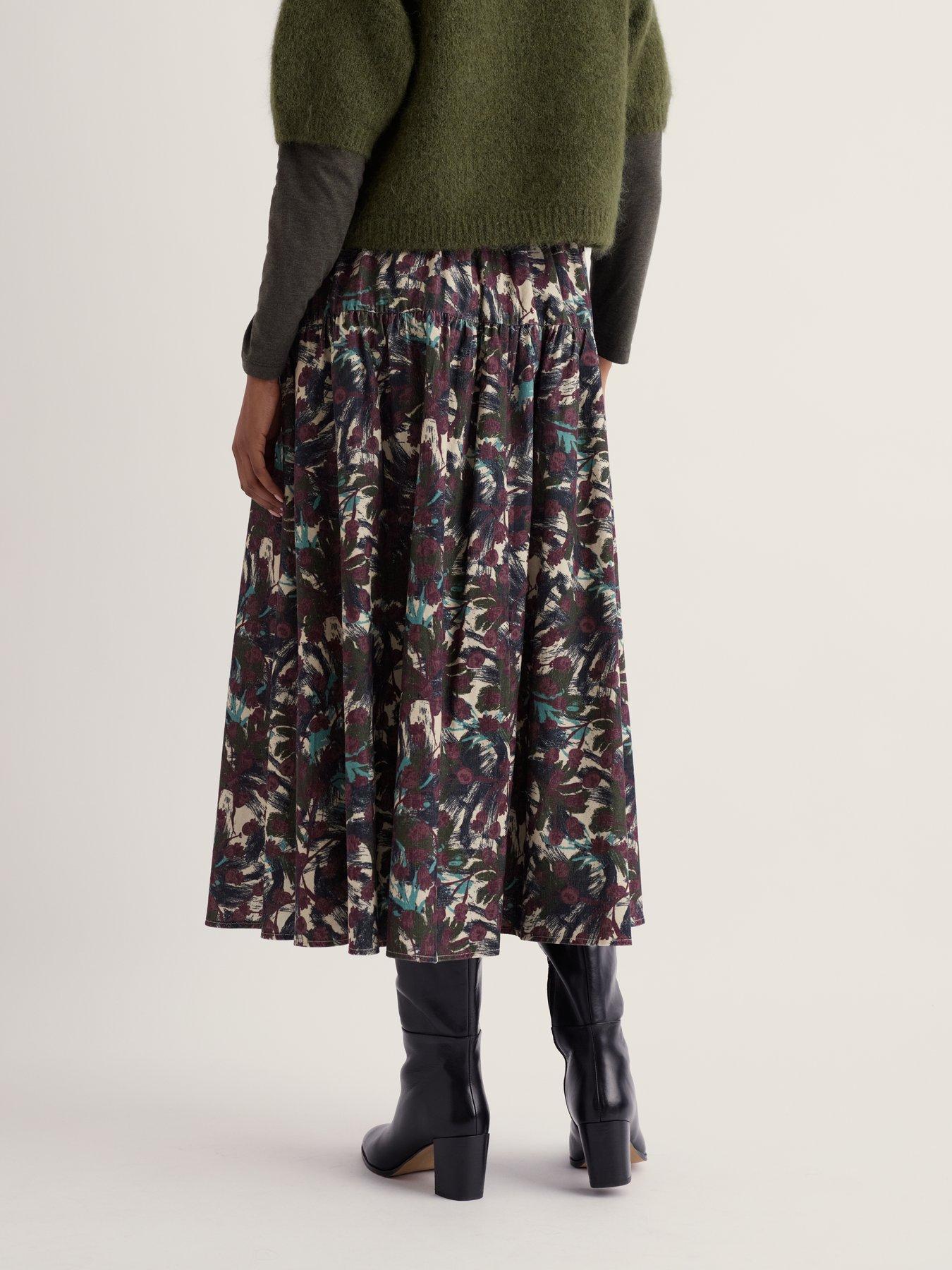 Image 2 of 5 of Seasalt Cornwall Hamlyn A-Line Tiered Needlecord Midi Skirt - Multi