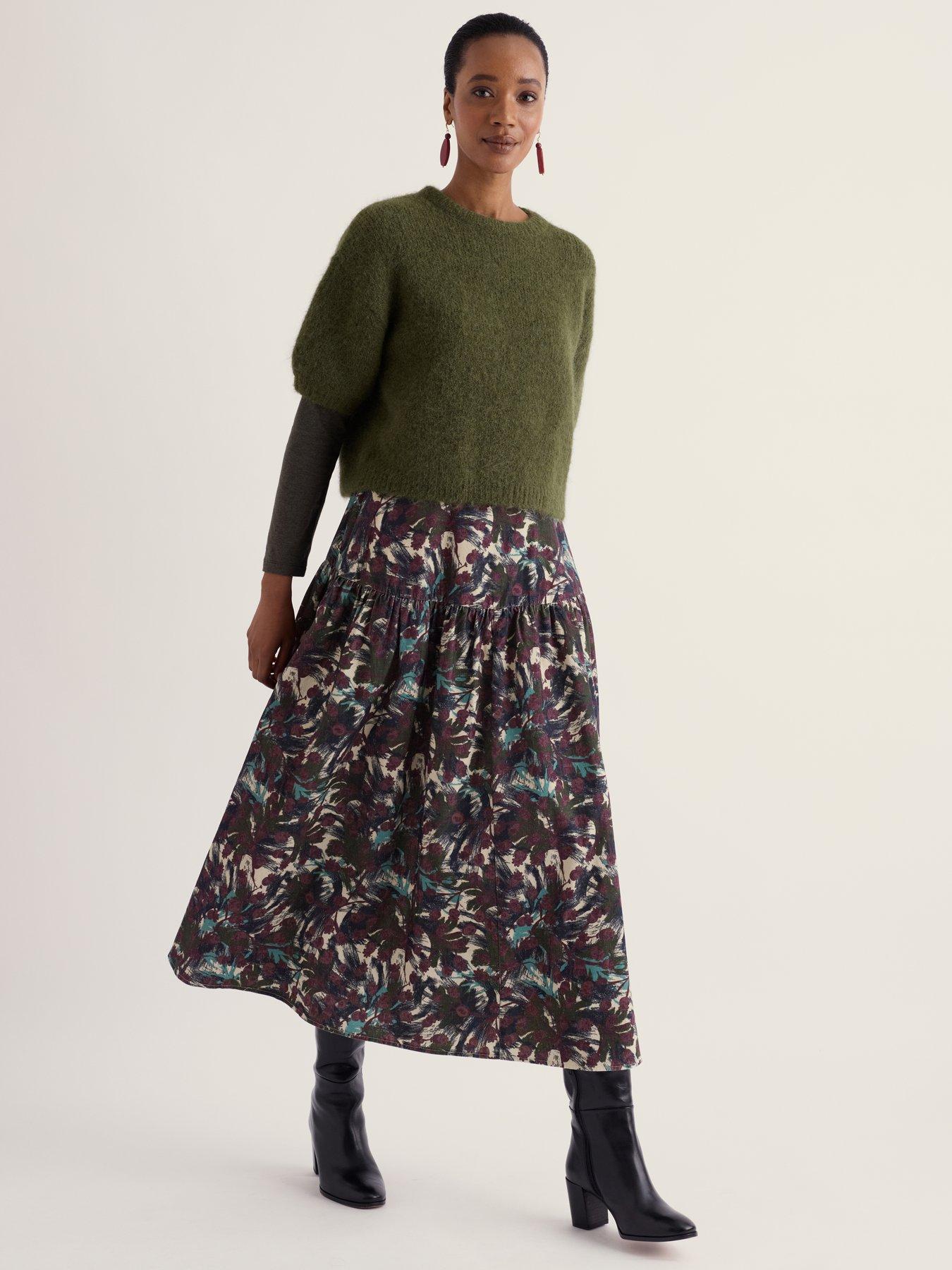 Image 3 of 5 of Seasalt Cornwall Hamlyn A-Line Tiered Needlecord Midi Skirt - Multi