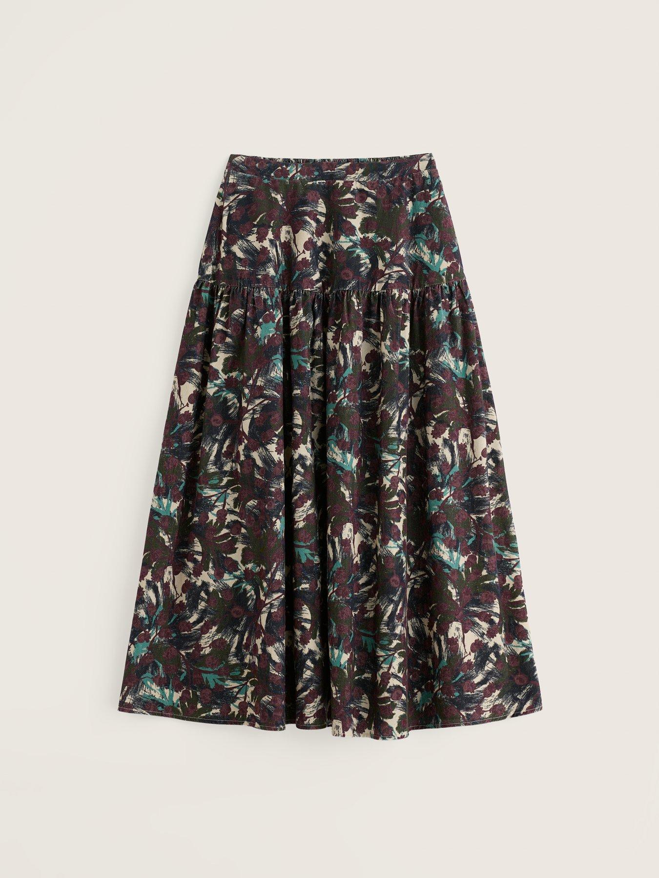 Image 4 of 5 of Seasalt Cornwall Hamlyn A-Line Tiered Needlecord Midi Skirt - Multi