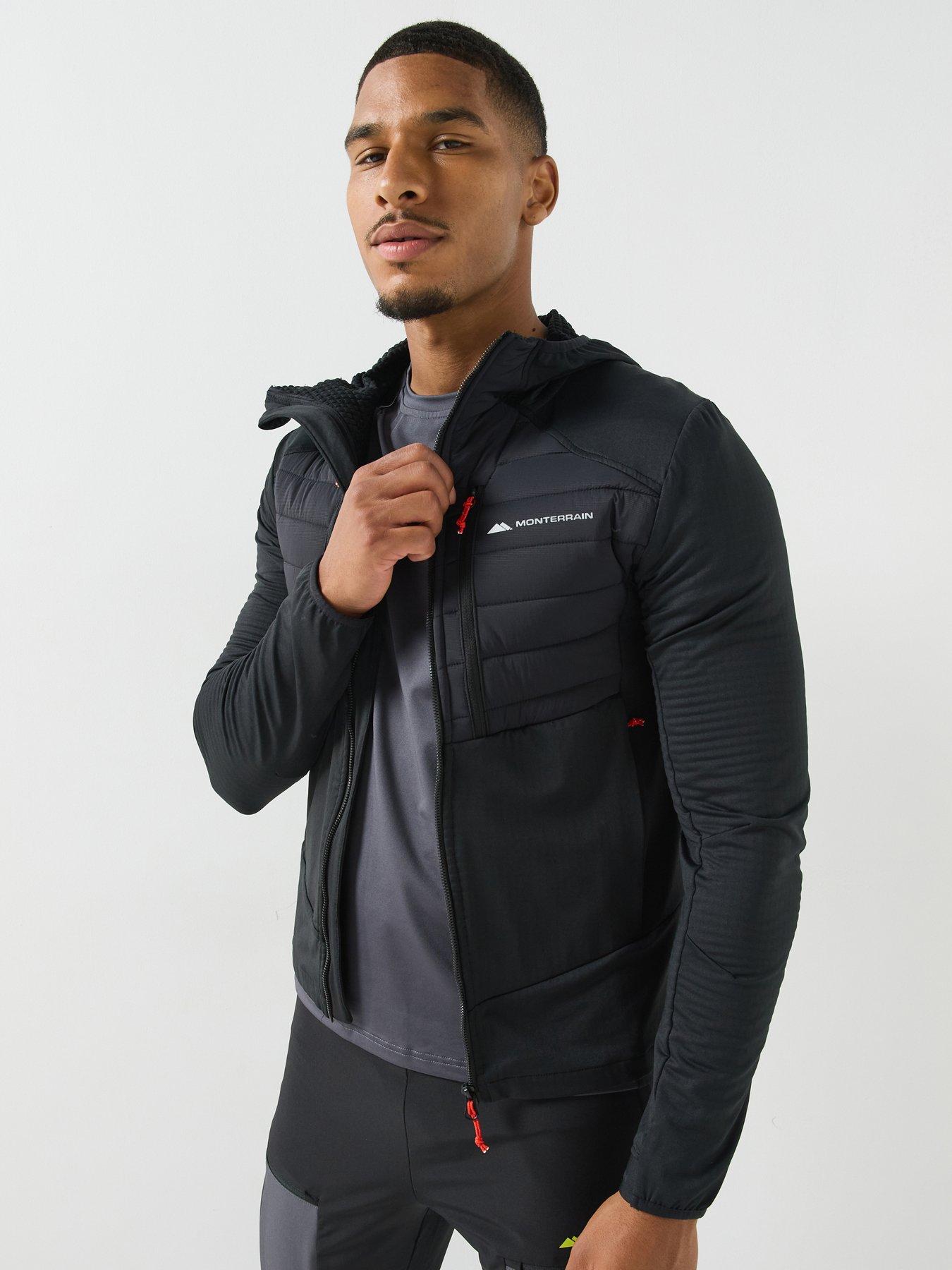 Image 1 of 6 of Monterrain Mens Dinar 3.0 Hybrid Puffer Hooded Full Zip Jacket - Black