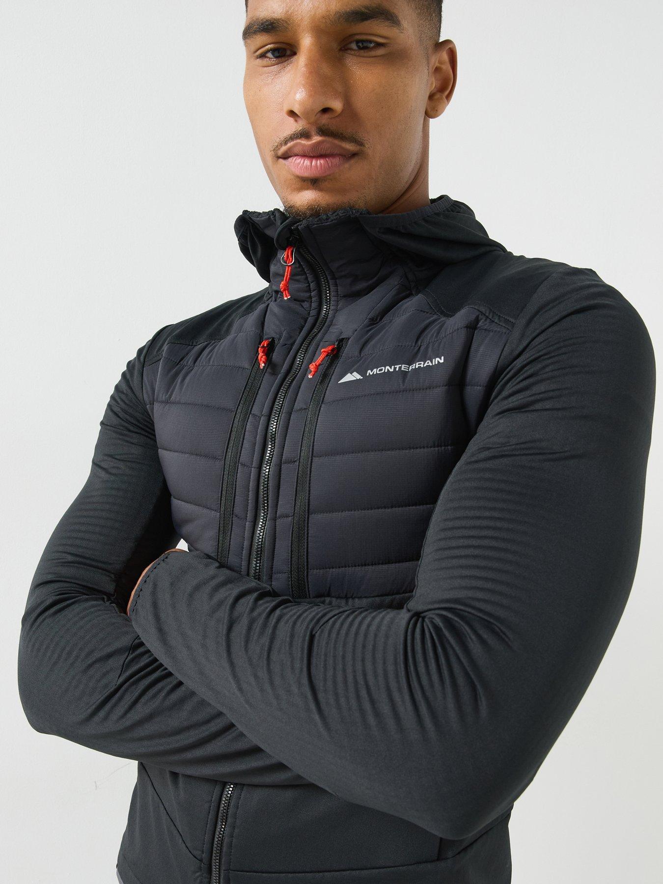 Image 5 of 6 of Monterrain Mens Dinar 3.0 Hybrid Puffer Hooded Full Zip Jacket - Black