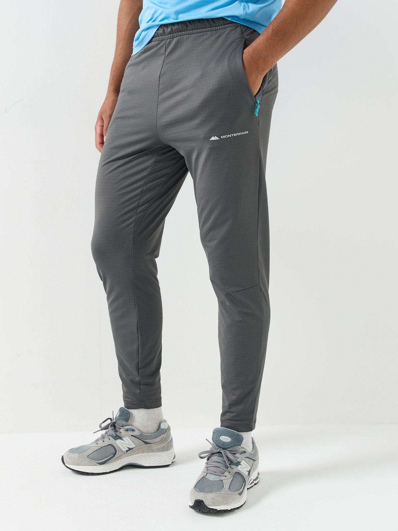 Image 1 of 4 of Monterrain Mens Dinar Gridded Stretch Elasticated Waistband Tapered Trousers - Grey