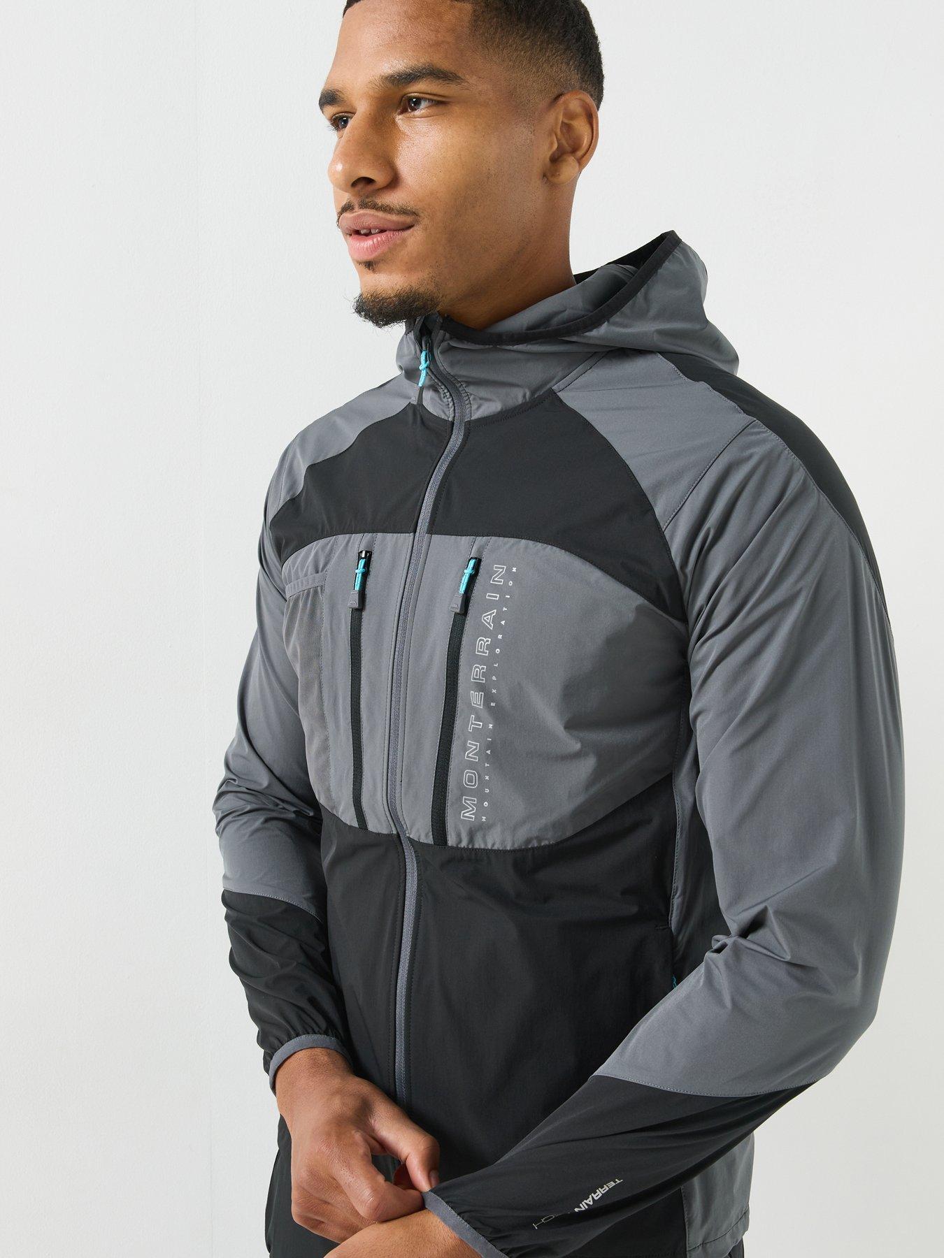 Image 5 of 6 of Monterrain Mens Woven Full Zip Hooded Jacket - Grey