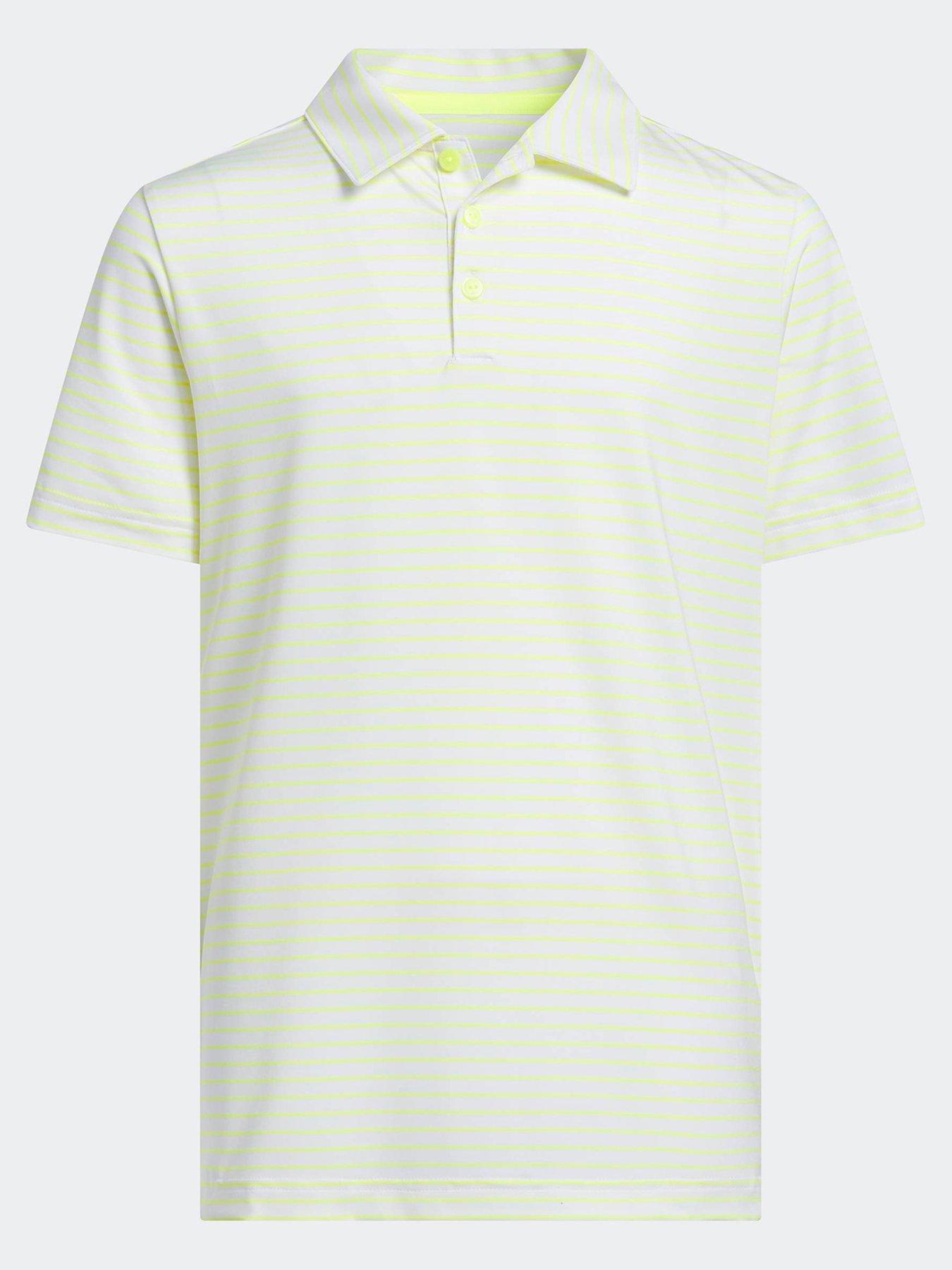 adidas Boys Golf Climacool Striped Polo Shirt - Yellow