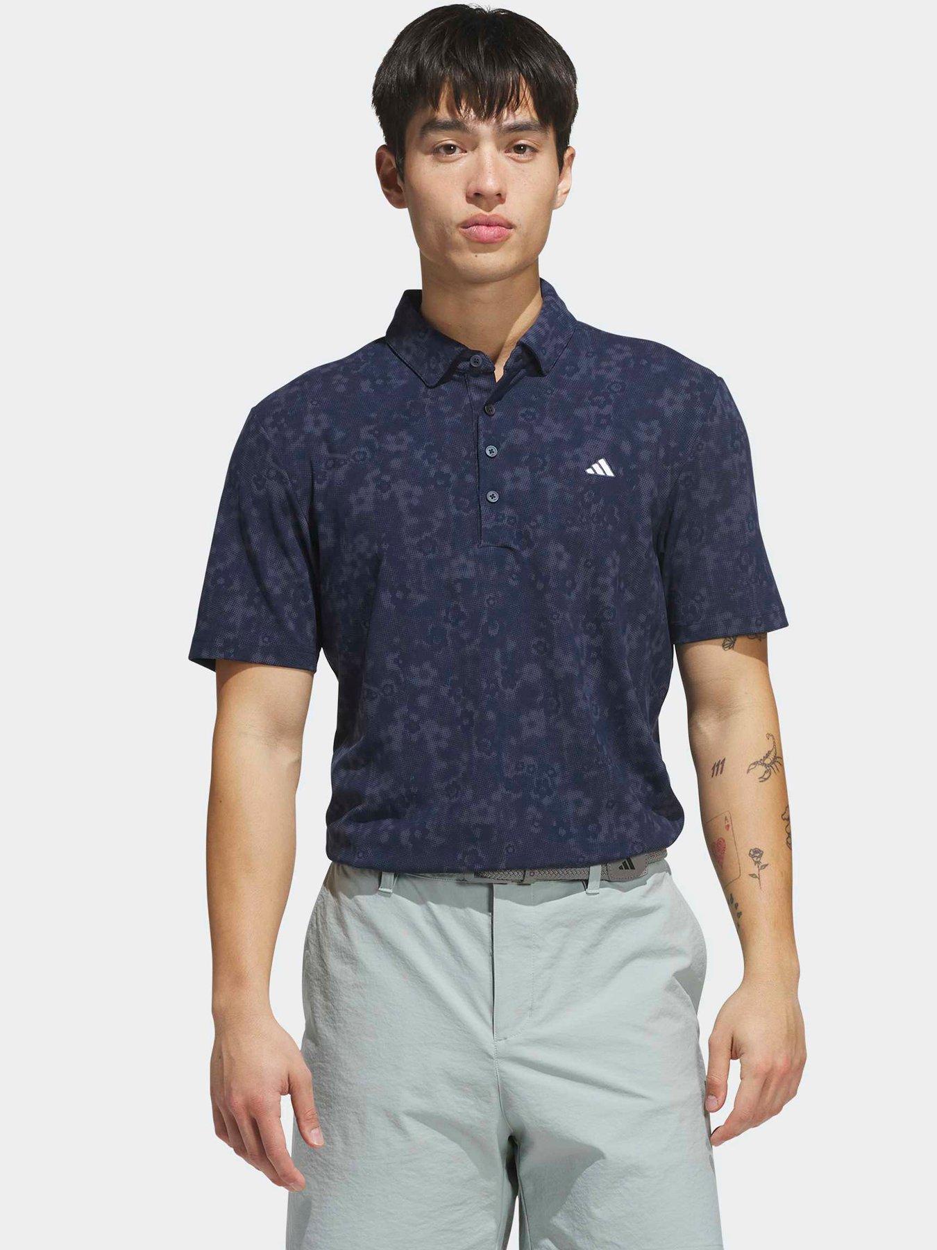 adidas Men's Ultimate365+ Climacool Butterspun Mighty Blossom Print Golf Polo Shirt - Navy