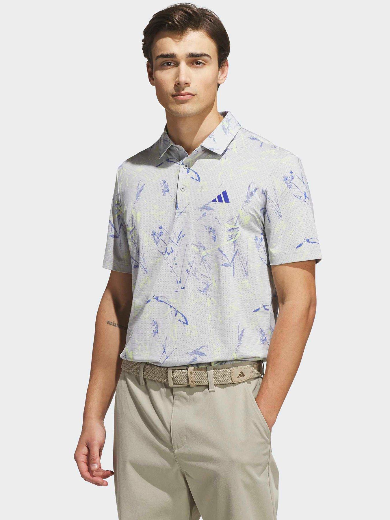 adidas Men's Climacool Mesh Printed Golf Polo Shirt - Blue