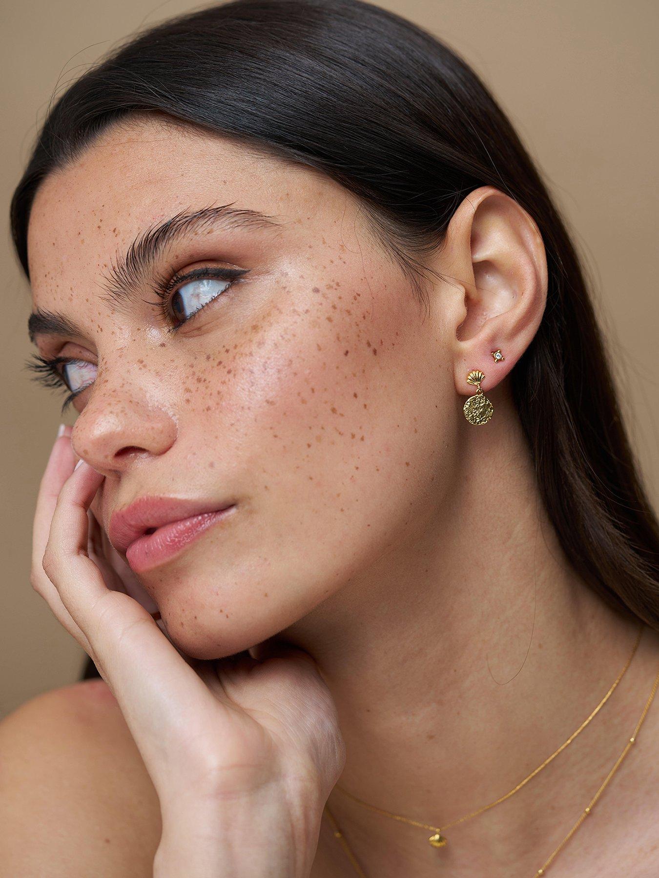 Orelia Mini Shell & Molten Coin Earrings