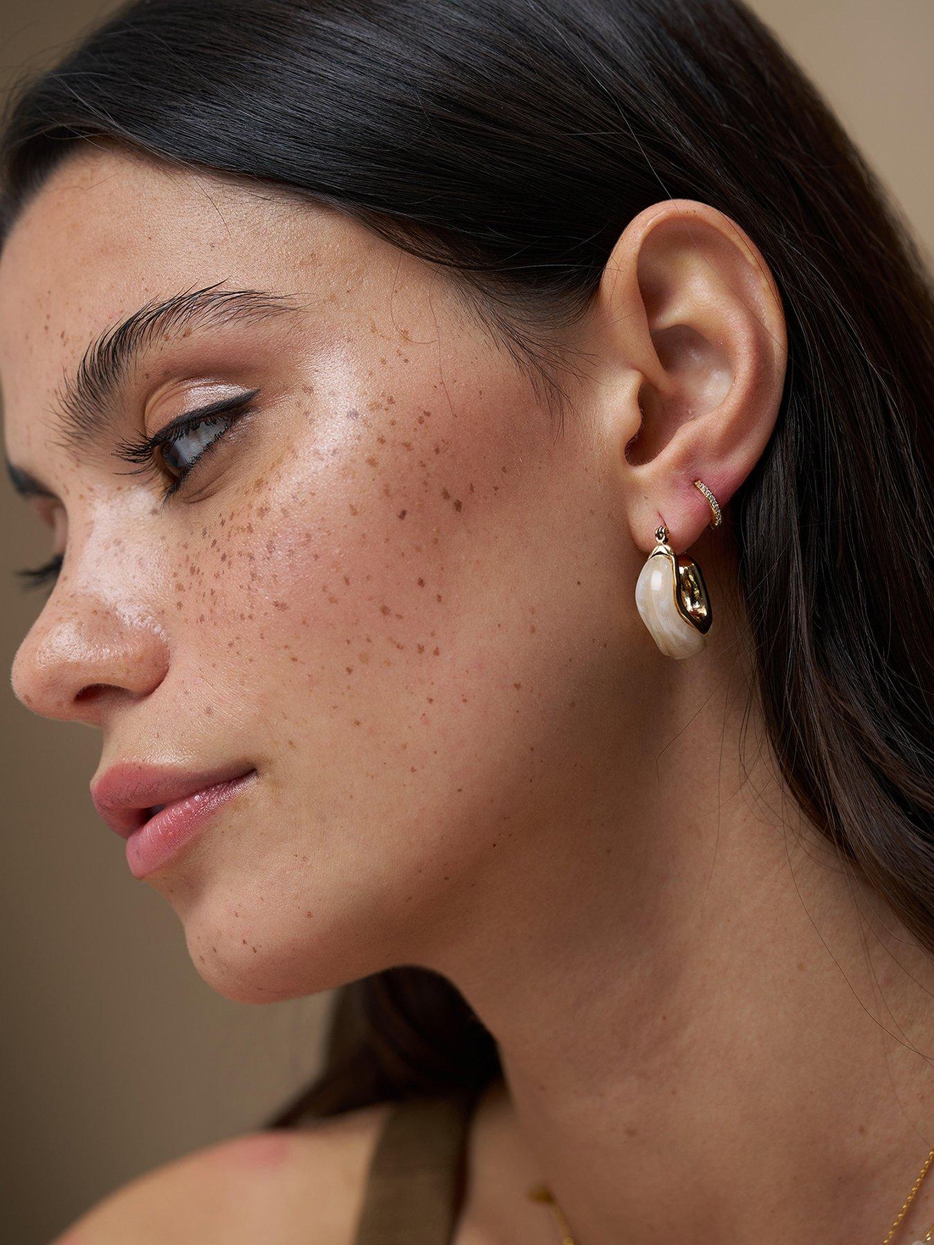 Orelia Resin & Molten Detail Hoop Earrings