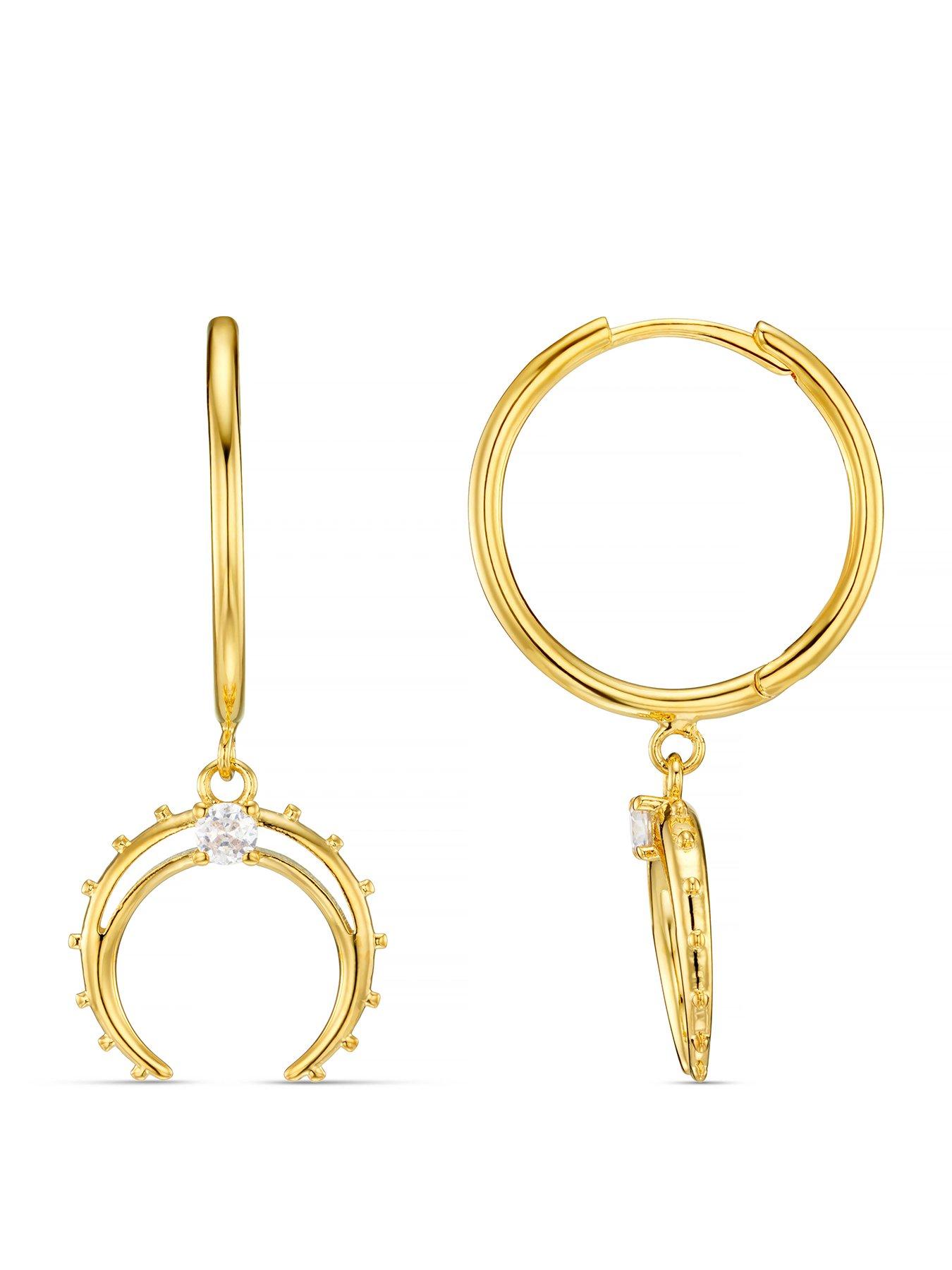 Orelia Crystal Crescent Hoop Earrings