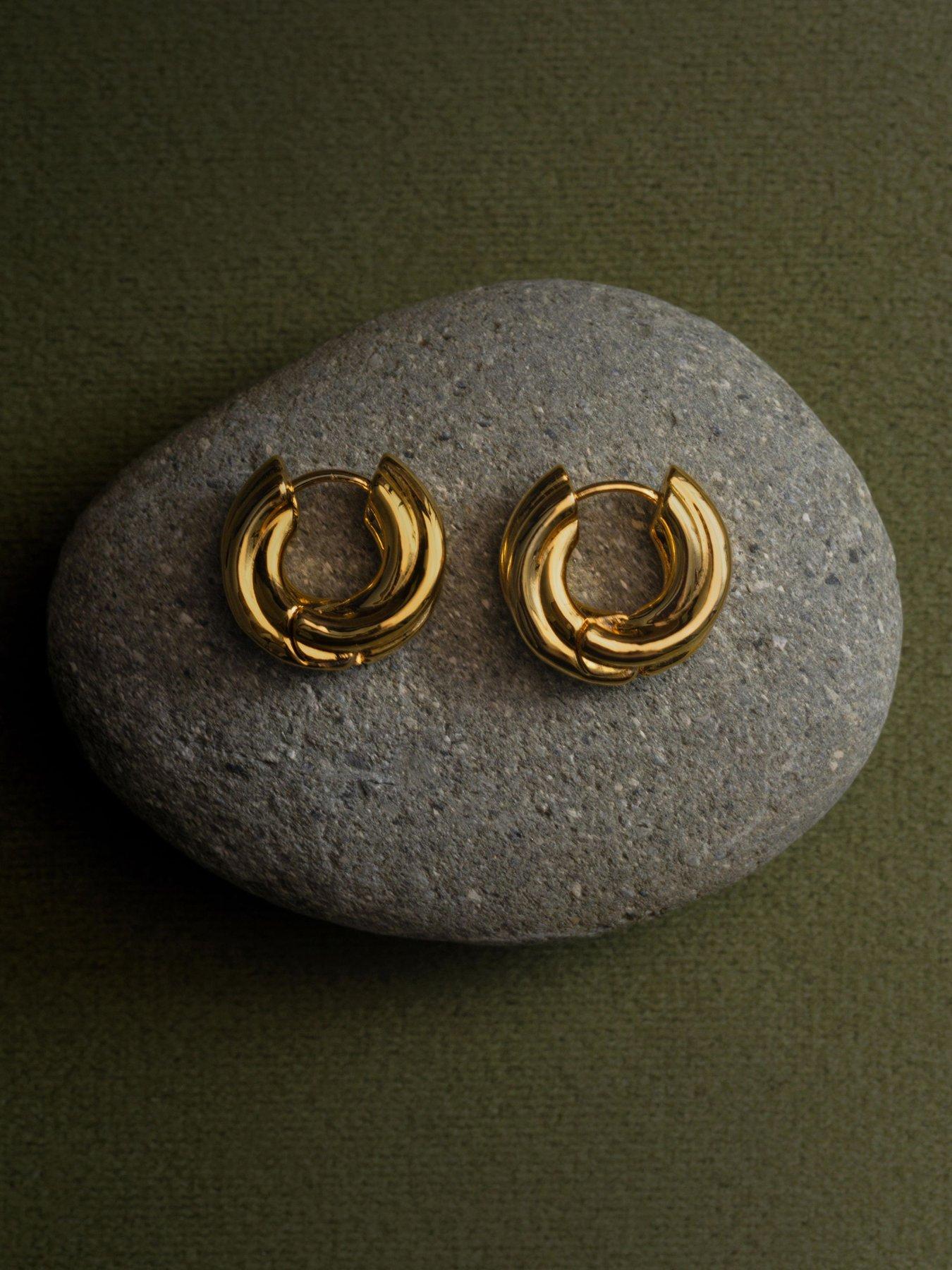 Image 3 of 3 of Orelia Chubby Intertwined Hoop Earrings