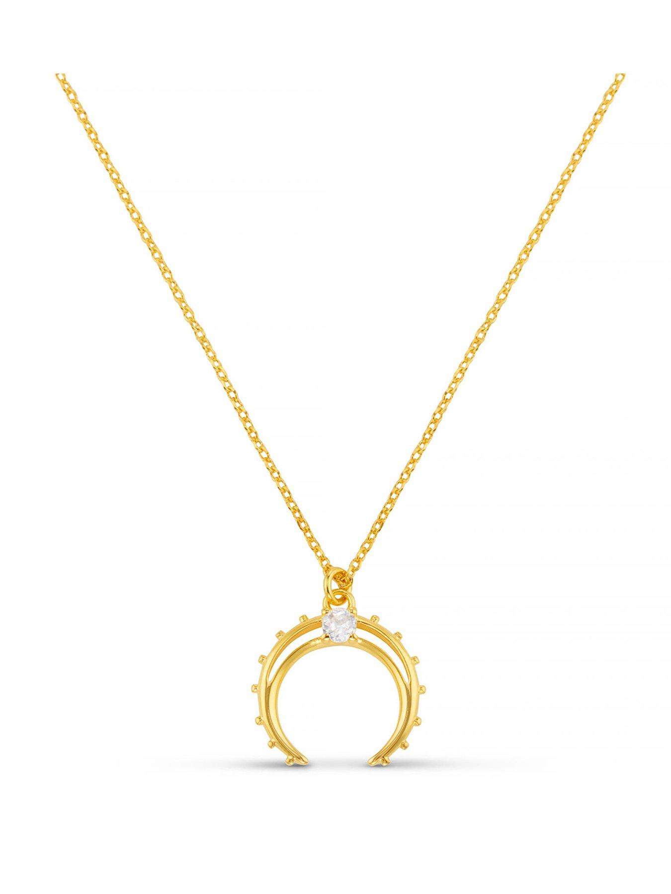 Orelia Crystal Crescent Charm Necklace