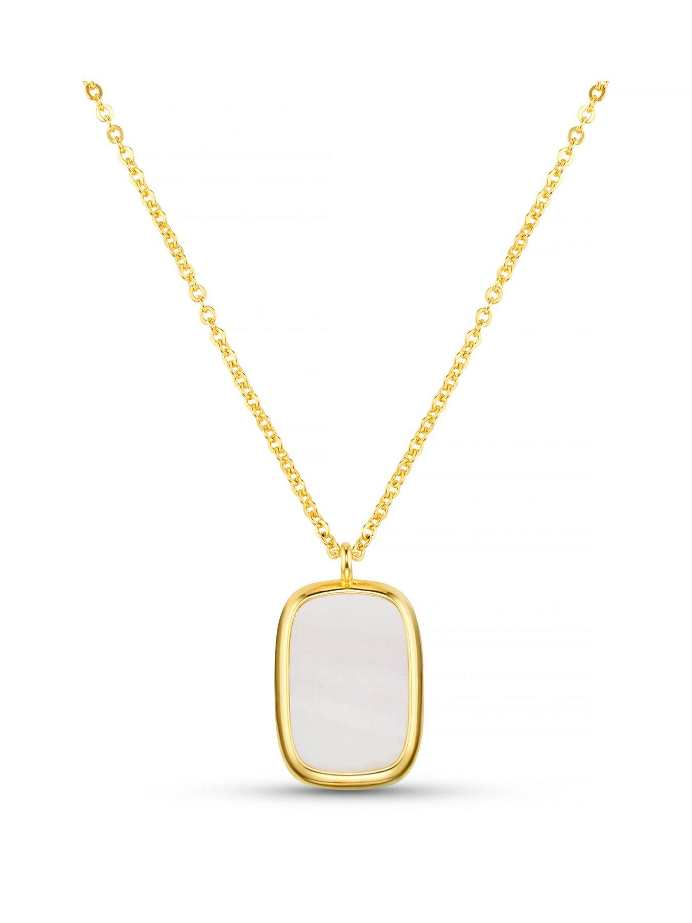Image 1 of 4 of Orelia Statement Mother Of Pearl Long Pendant Necklace
