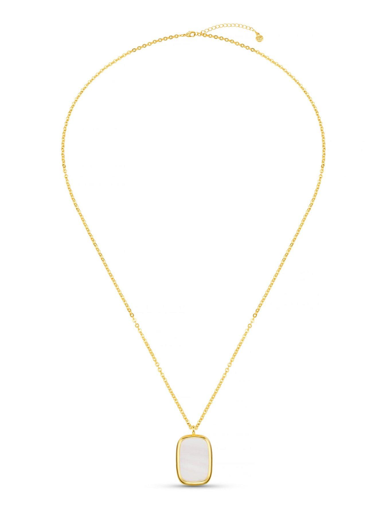 Image 2 of 4 of Orelia Statement Mother Of Pearl Long Pendant Necklace