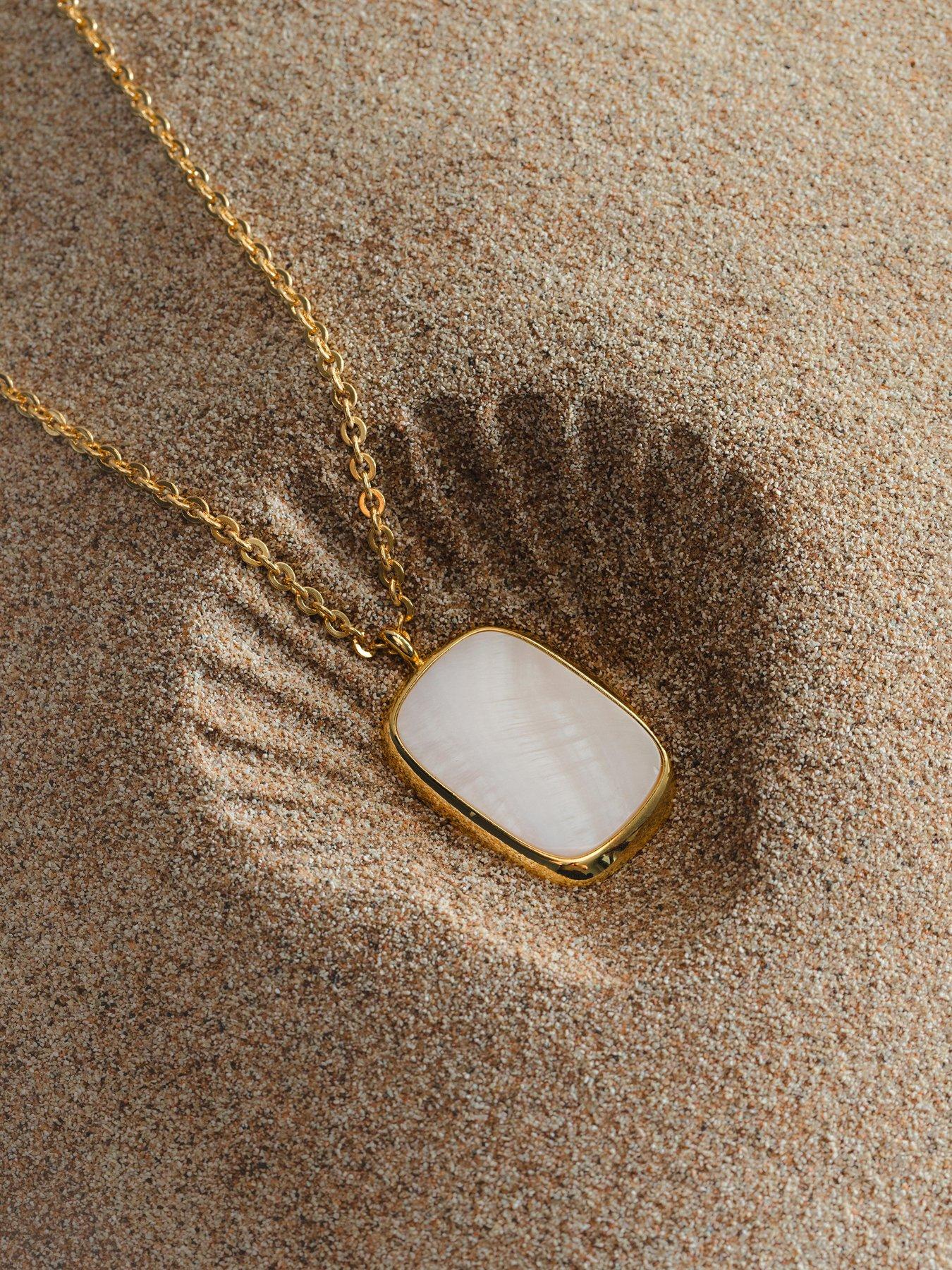 Image 4 of 4 of Orelia Statement Mother Of Pearl Long Pendant Necklace