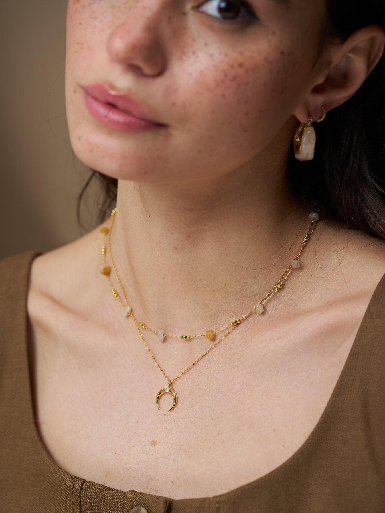 Orelia Mixed Semi Chip & Bead Necklace