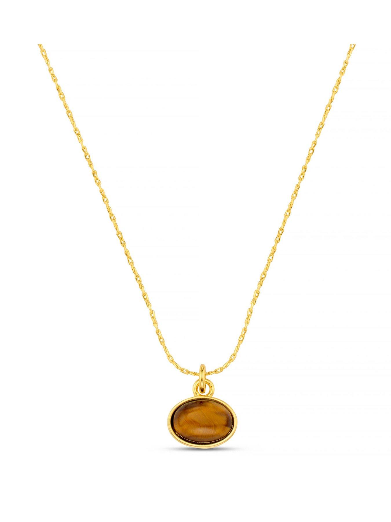 Orelia SP Tigers Eye Charm Necklace