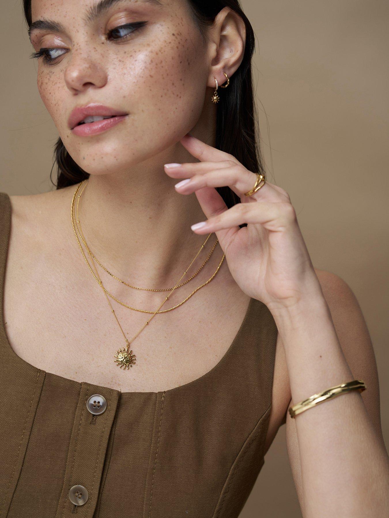 Orelia Molten Sun 3-Row Necklace