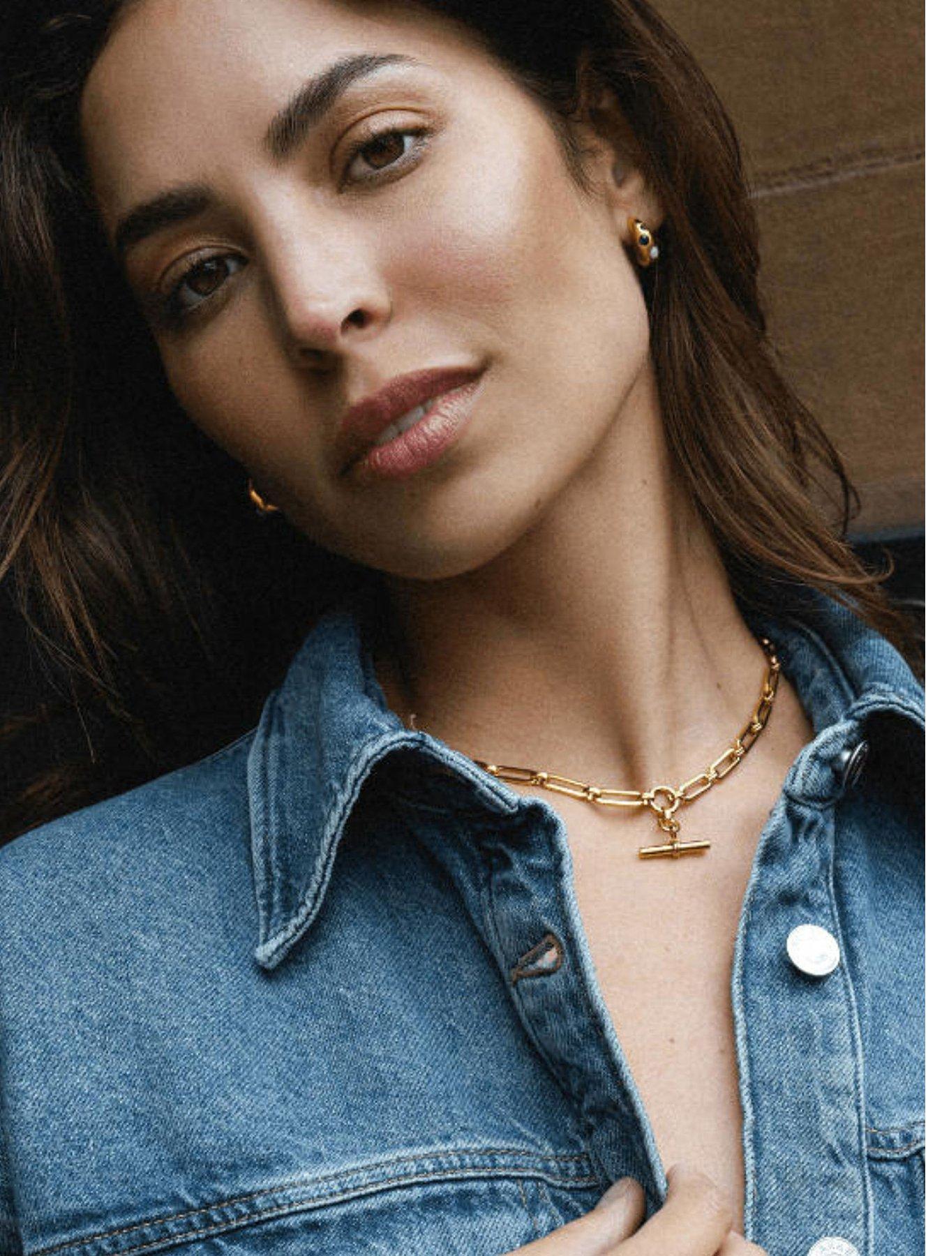 Orelia Luxe Waterproof Linear Link T-Bar Drop Necklace