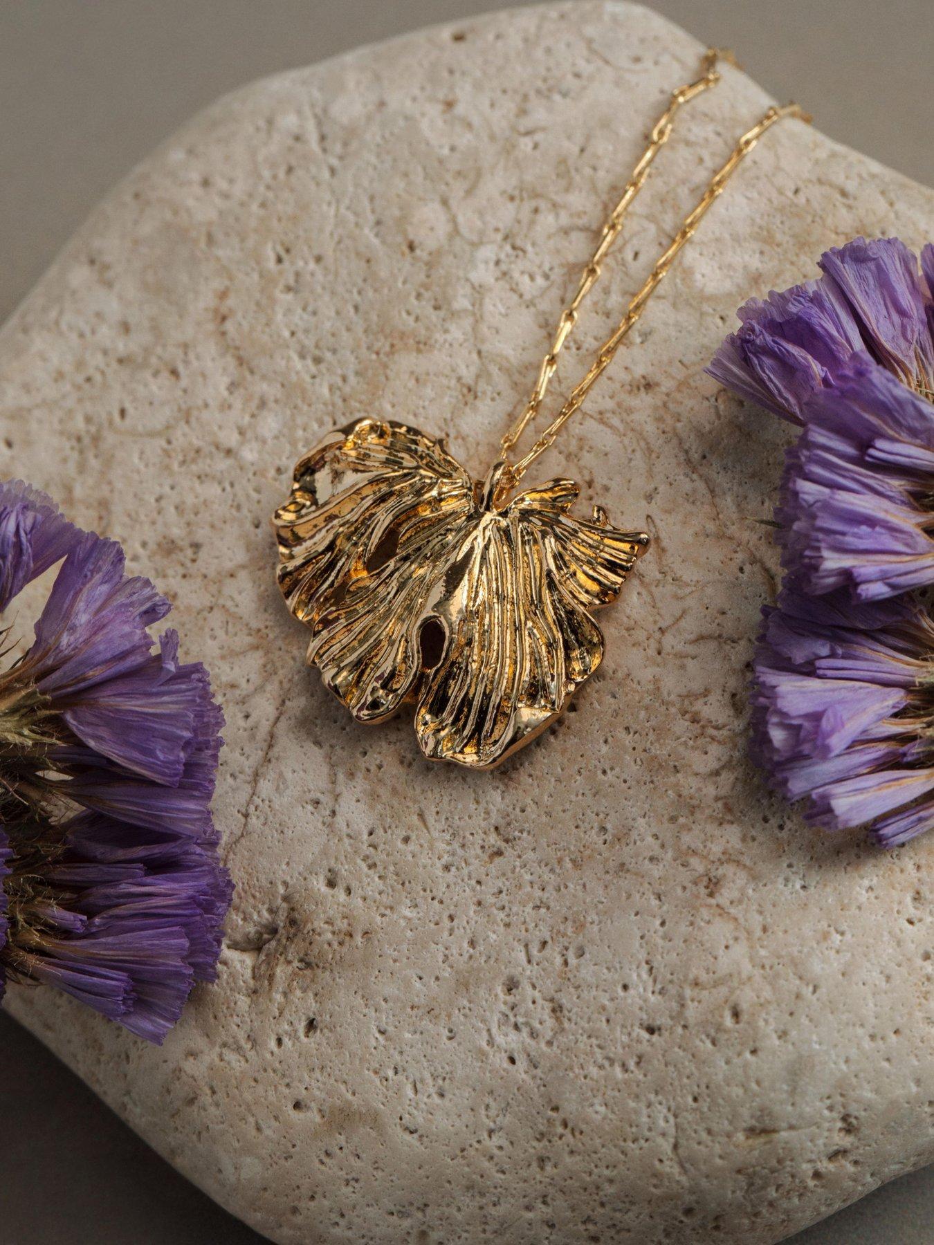 Image 5 of 5 of Orelia Molten Leaf Charm Necklace