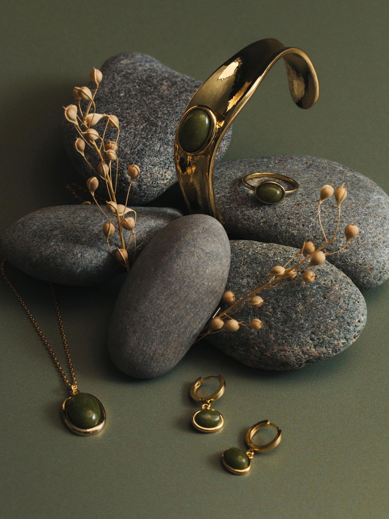 Image 3 of 3 of Orelia SP Green Jade Stone Cuff